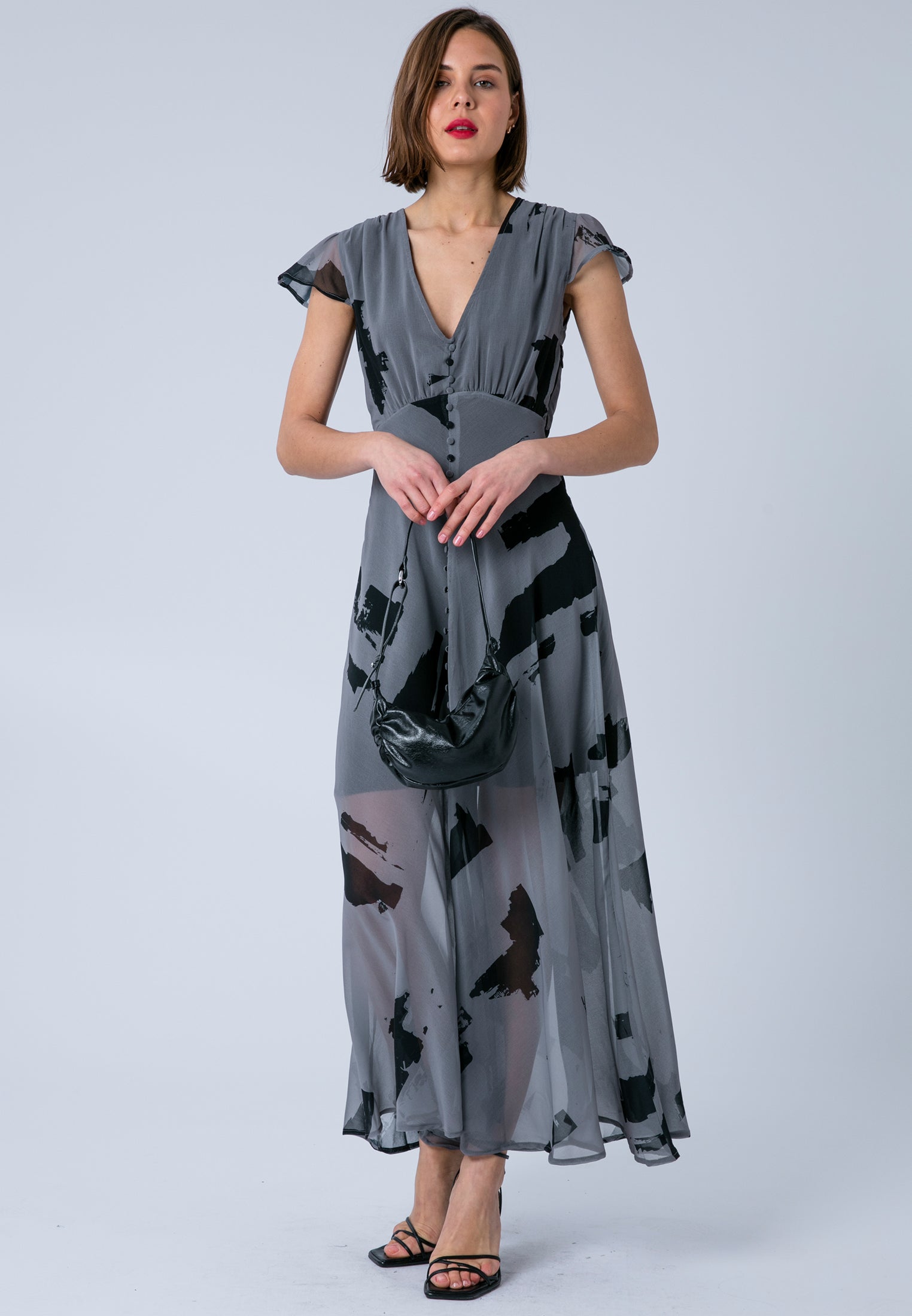 INDIUM MAXI DRESS FACADE FLINT & BLACK
