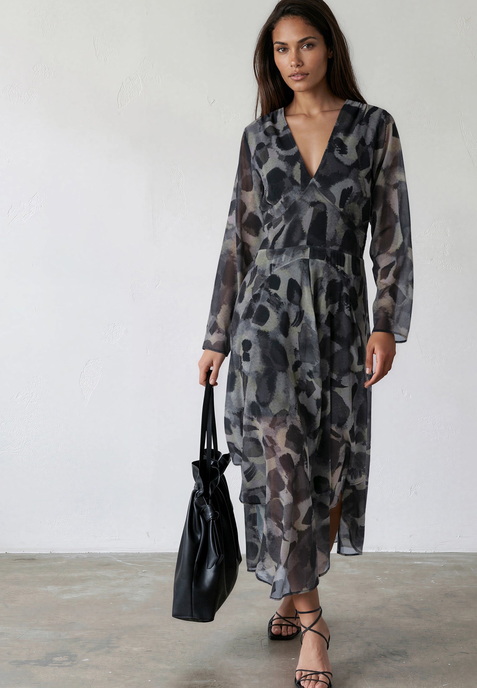 STEPHANIE MIDI DRESS TERRAZZO YELLOW