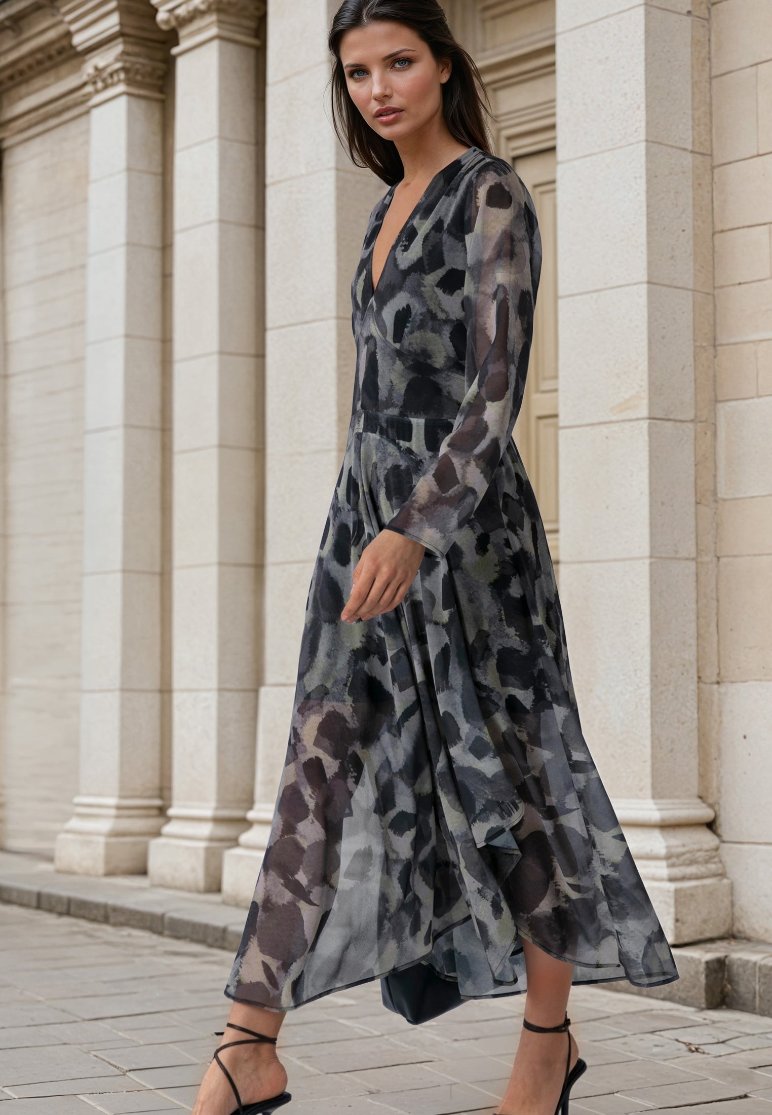 STEPHANIE MIDI DRESS TERRAZZO YELLOW