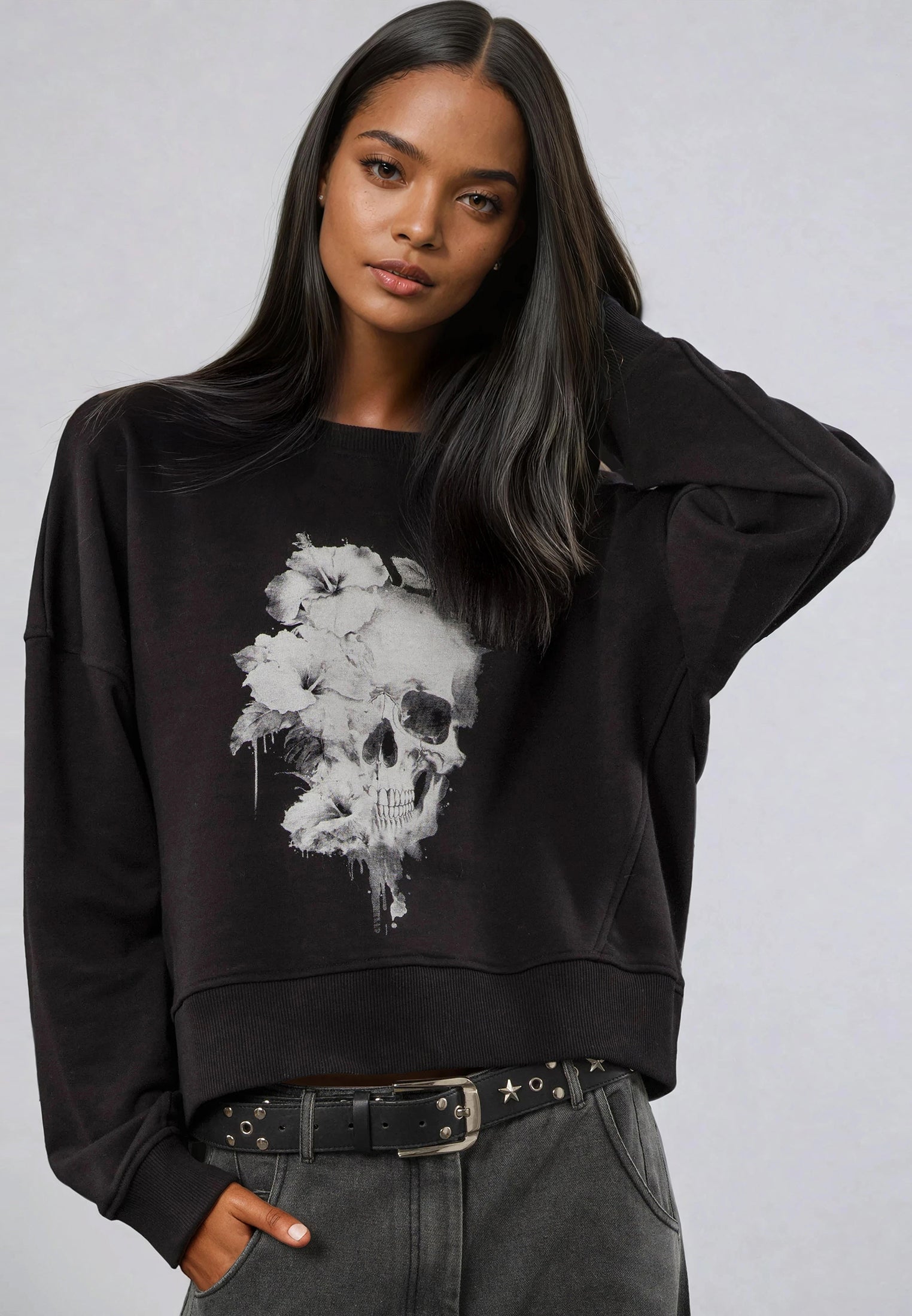 FLORA SWEAT BLACK SKULL