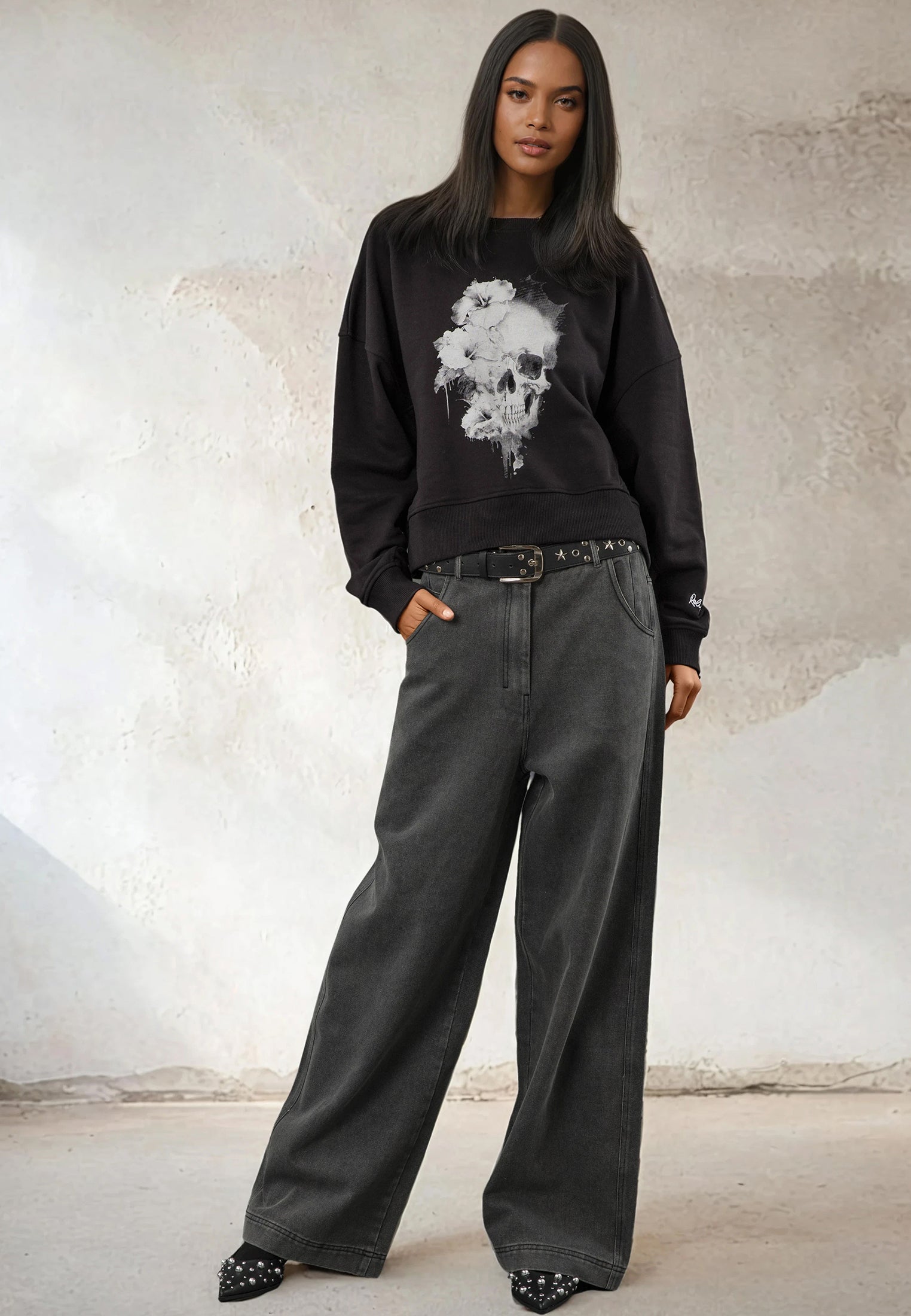 FLORA SWEAT BLACK SKULL