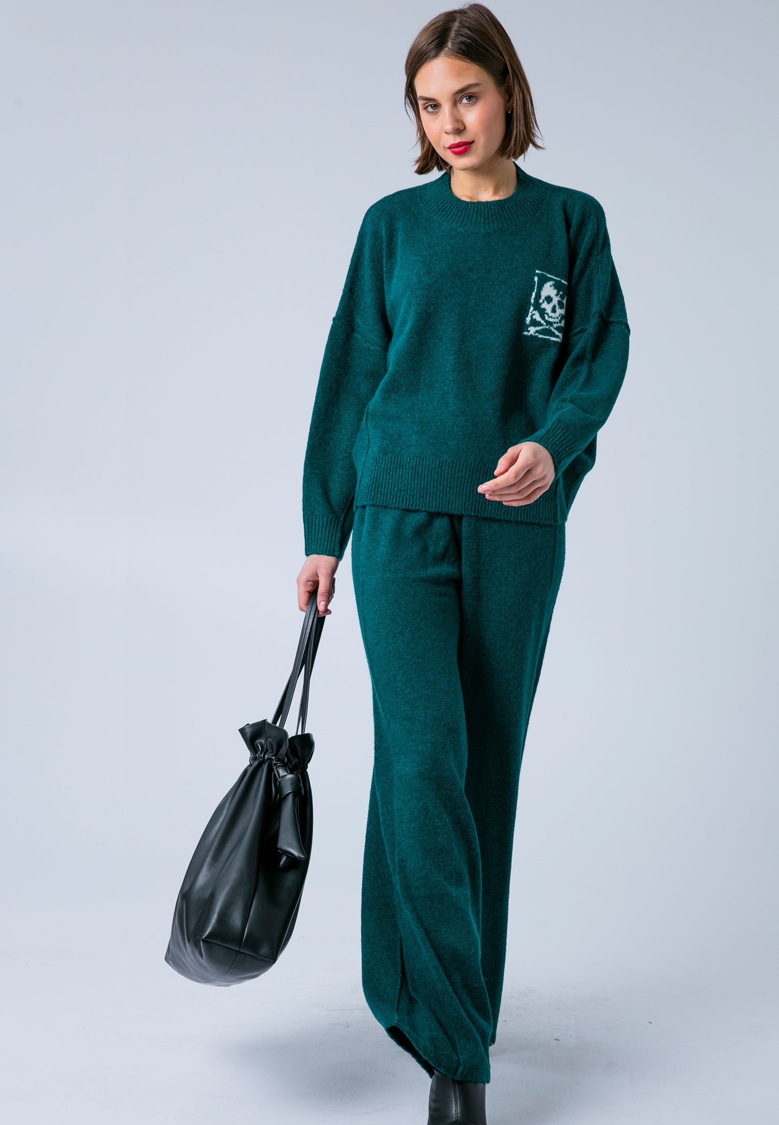 LUSCIOUS KNITTED PANT FOREST GREEN