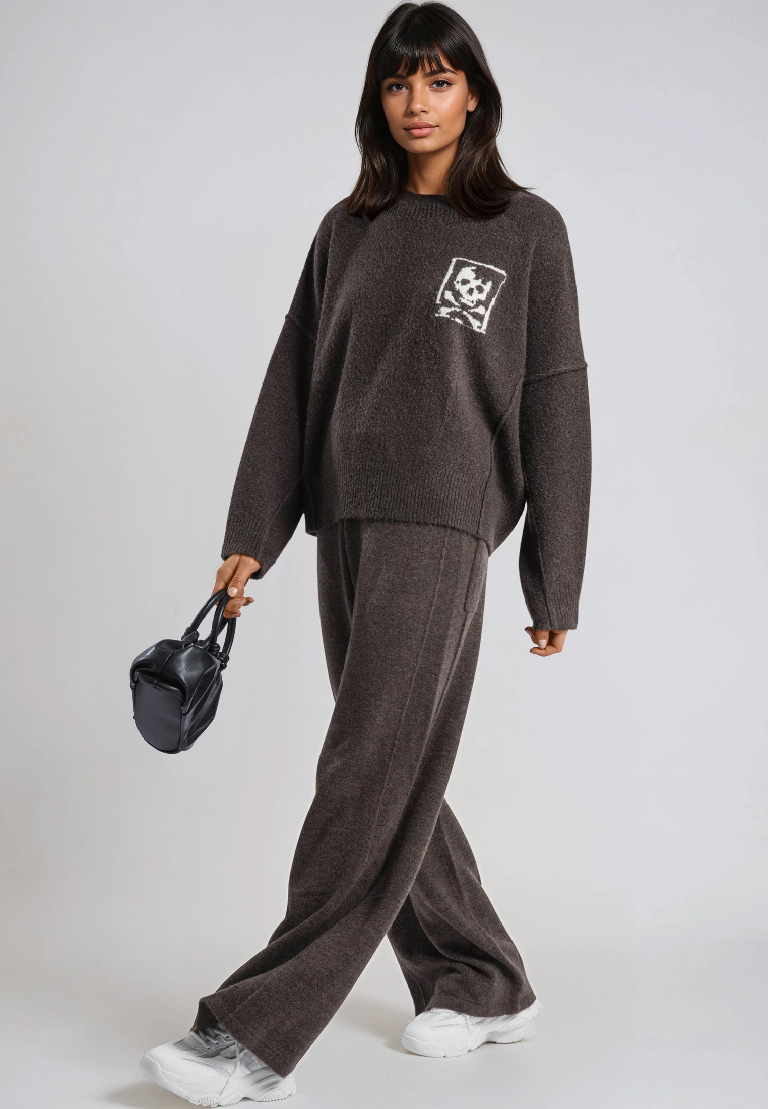 LUSCIOUS KNITTED PANT DARK BROWN