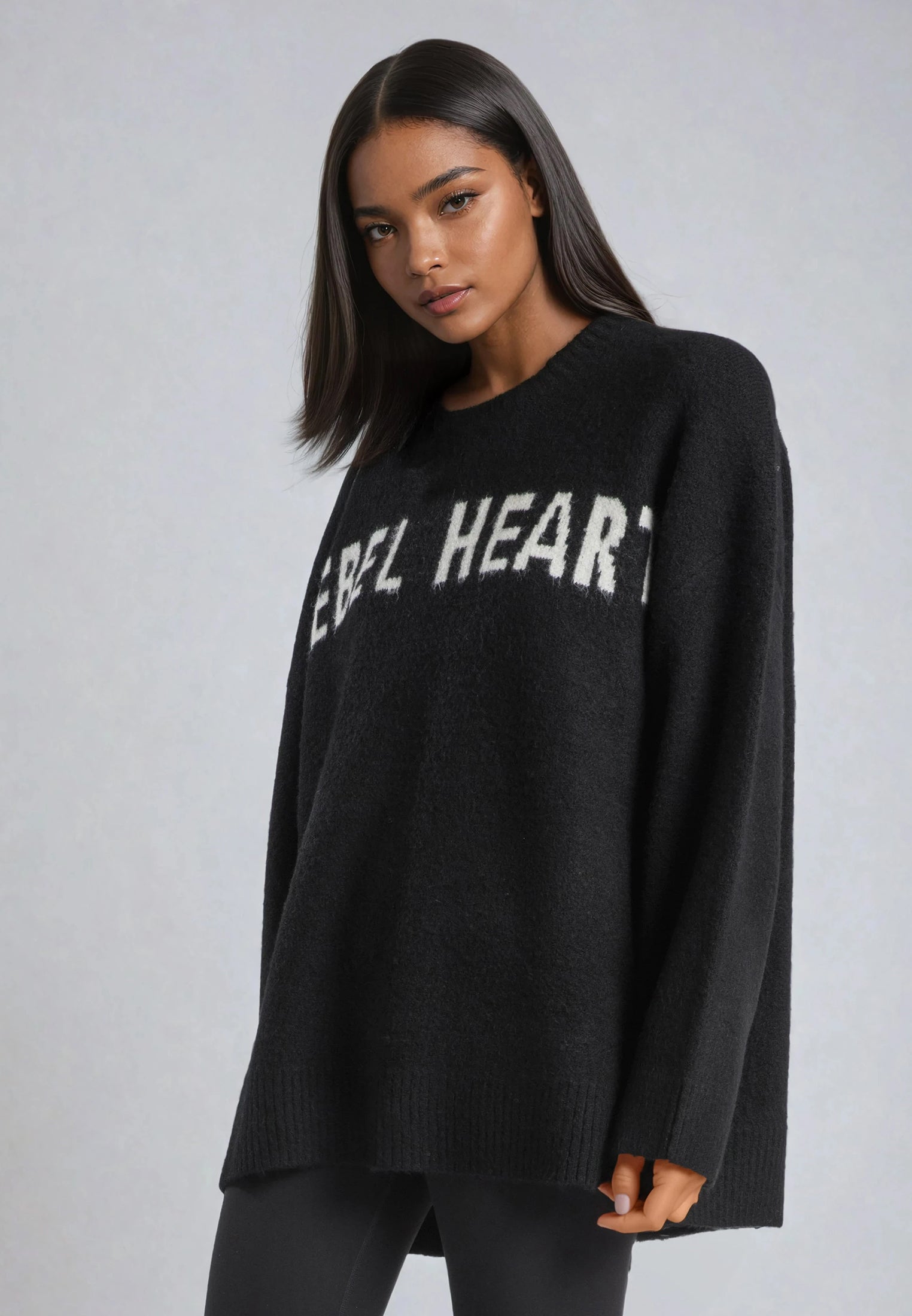 REBEL HEART JUMPER BLACK & WHITE