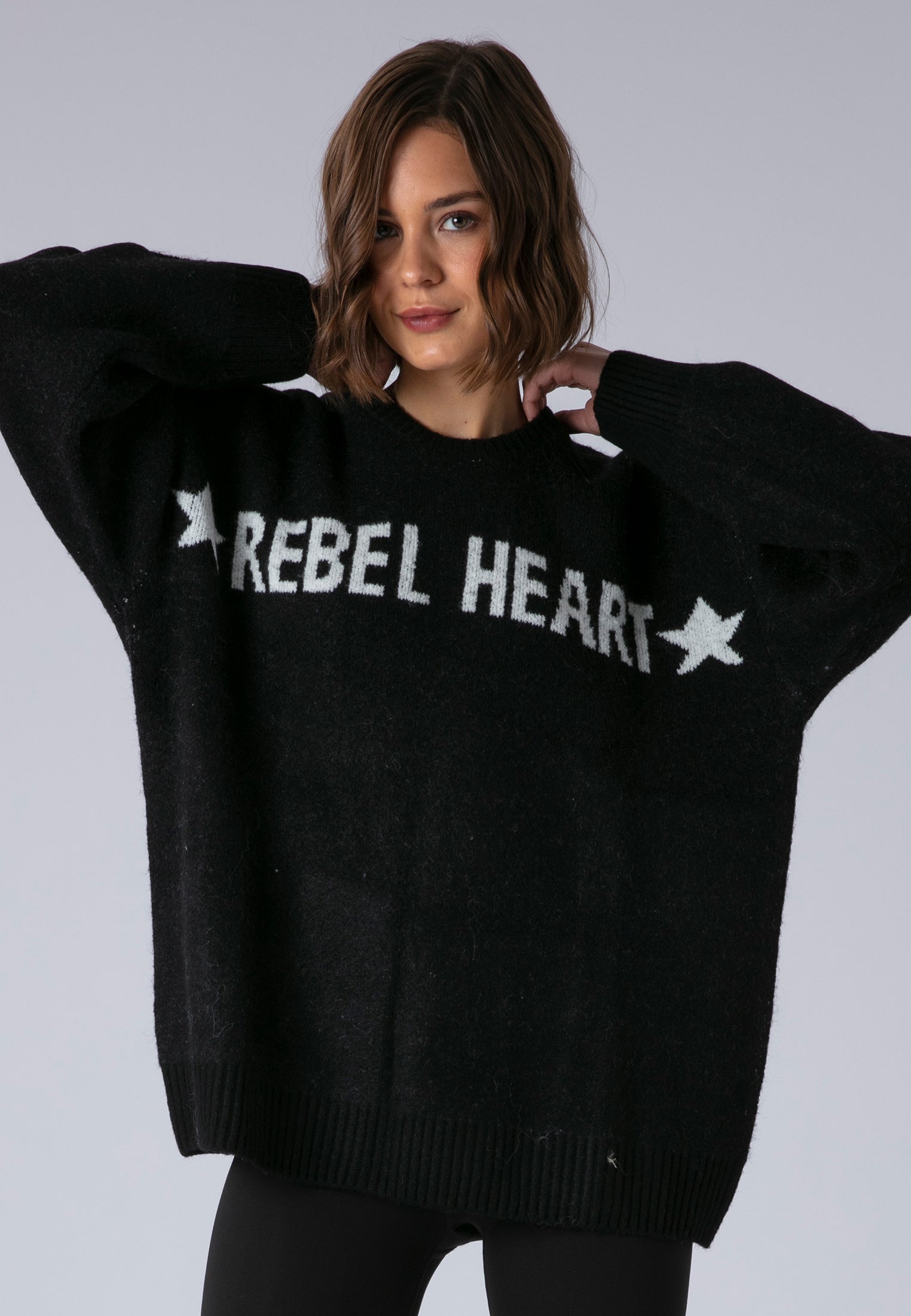 REBEL HEART JUMPER BLACK & WHITE