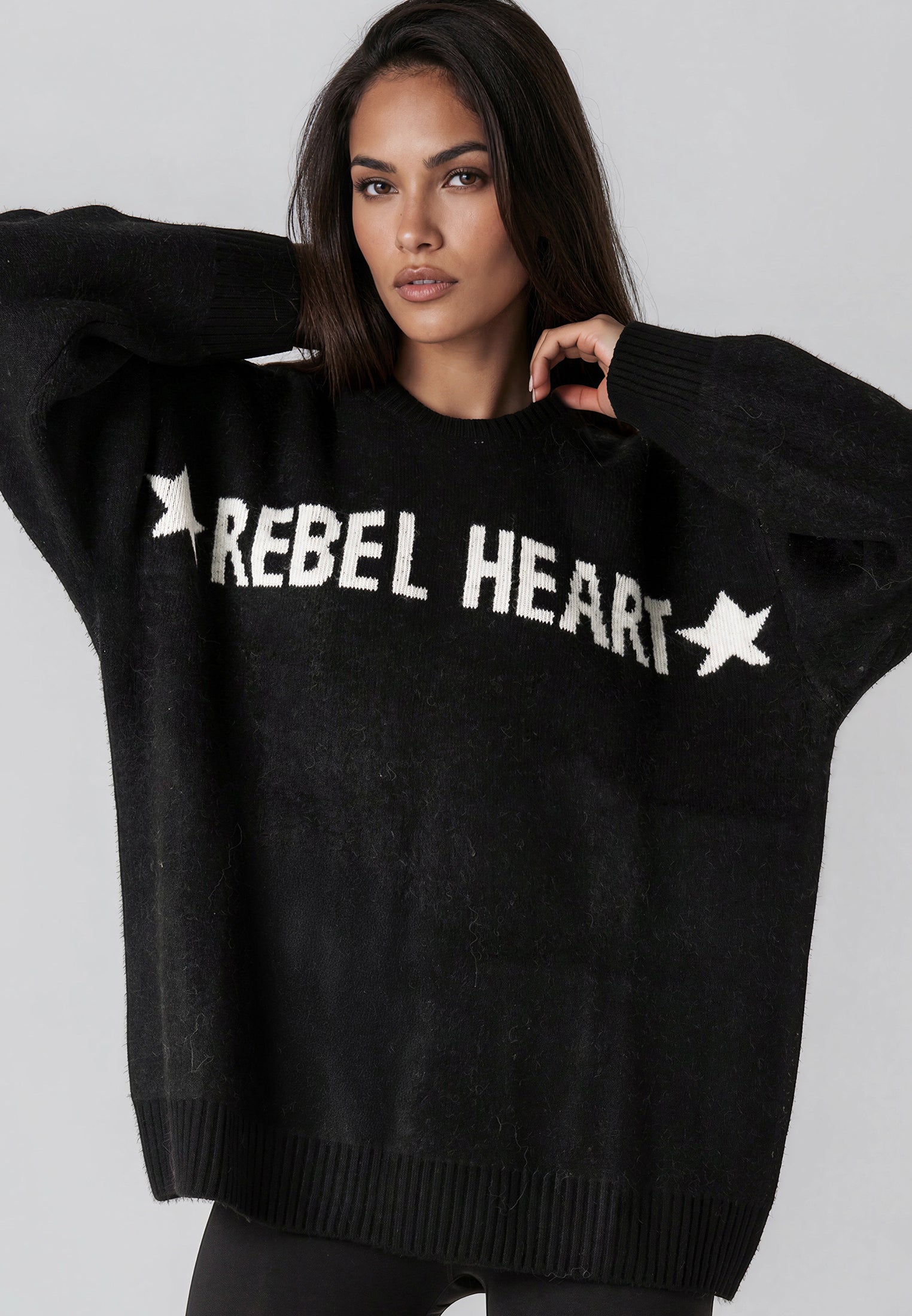 REBEL HEART JUMPER BLACK & WHITE