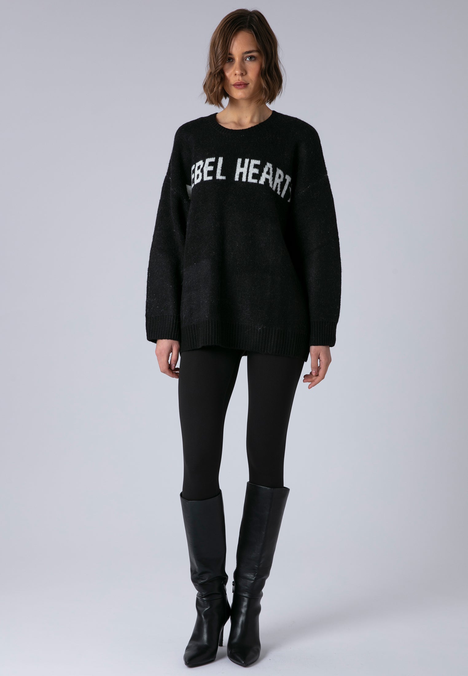 REBEL HEART JUMPER BLACK & WHITE
