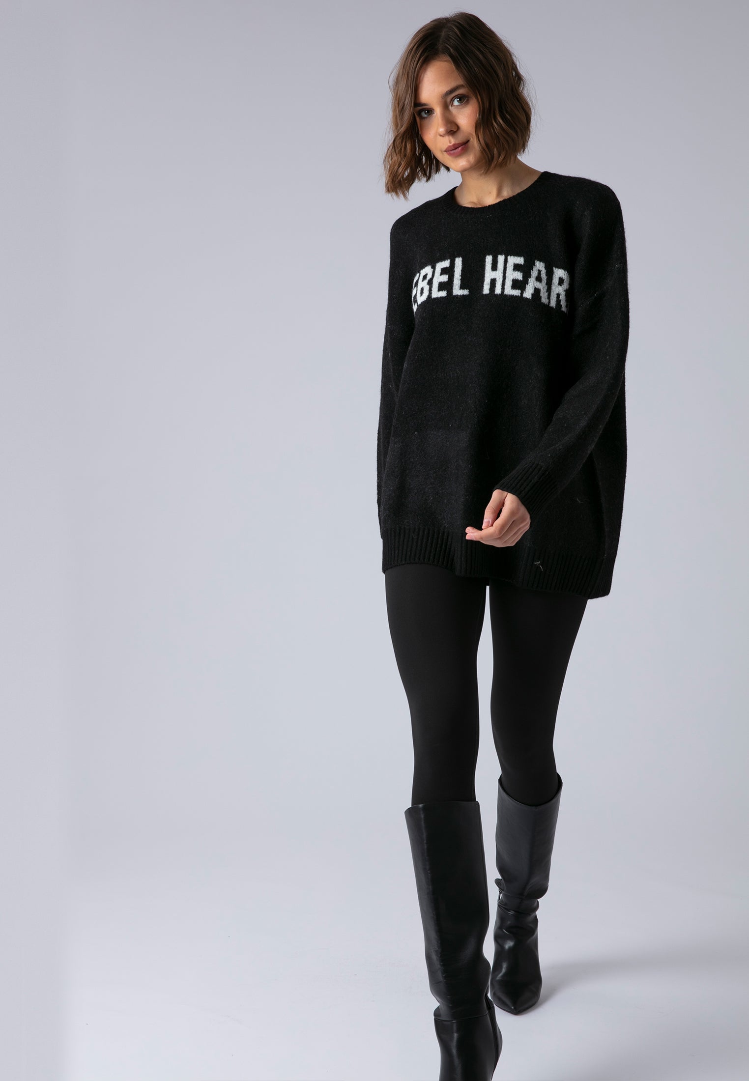 REBEL HEART JUMPER BLACK & WHITE