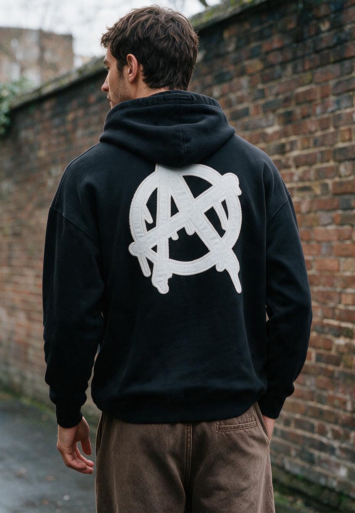 ANARCHY APPLIQUE HOODIE BLACK & OFF WHITE