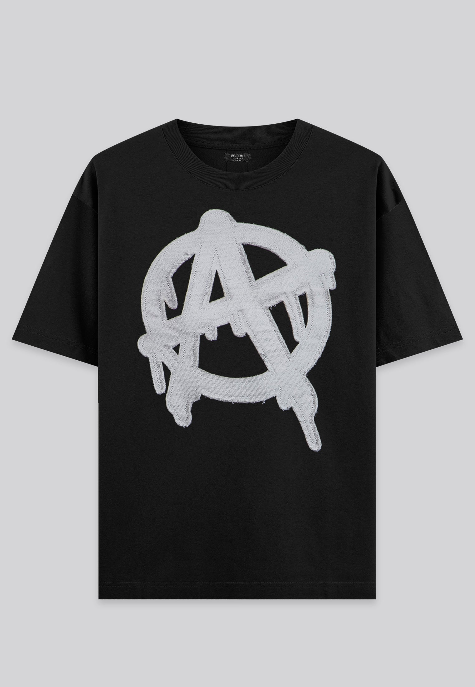 ANARCHY APPLIQUE T-SHIRT BLACK & OFF WHITE
