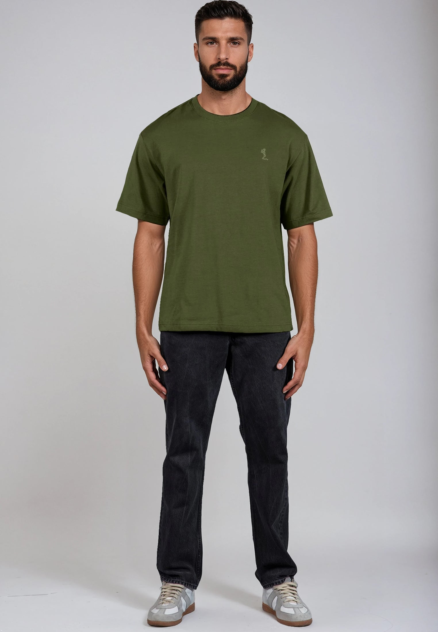 OVERSIZED HEAVY BLOCK T-SHIRT ARMY GREEN