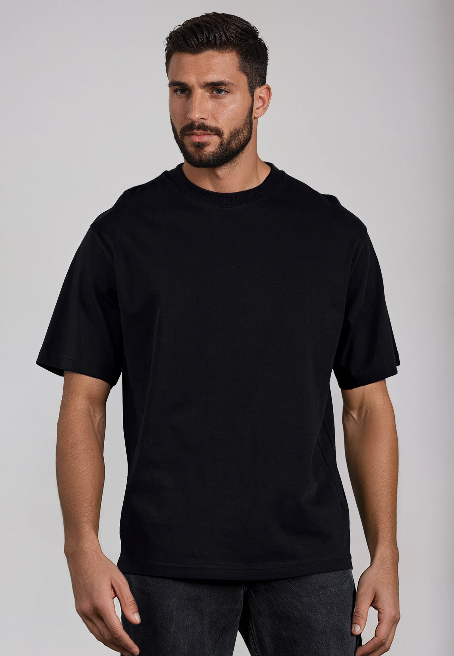 OVERSIZED HEAVY EMBRO T-SHIRT JET BLACK