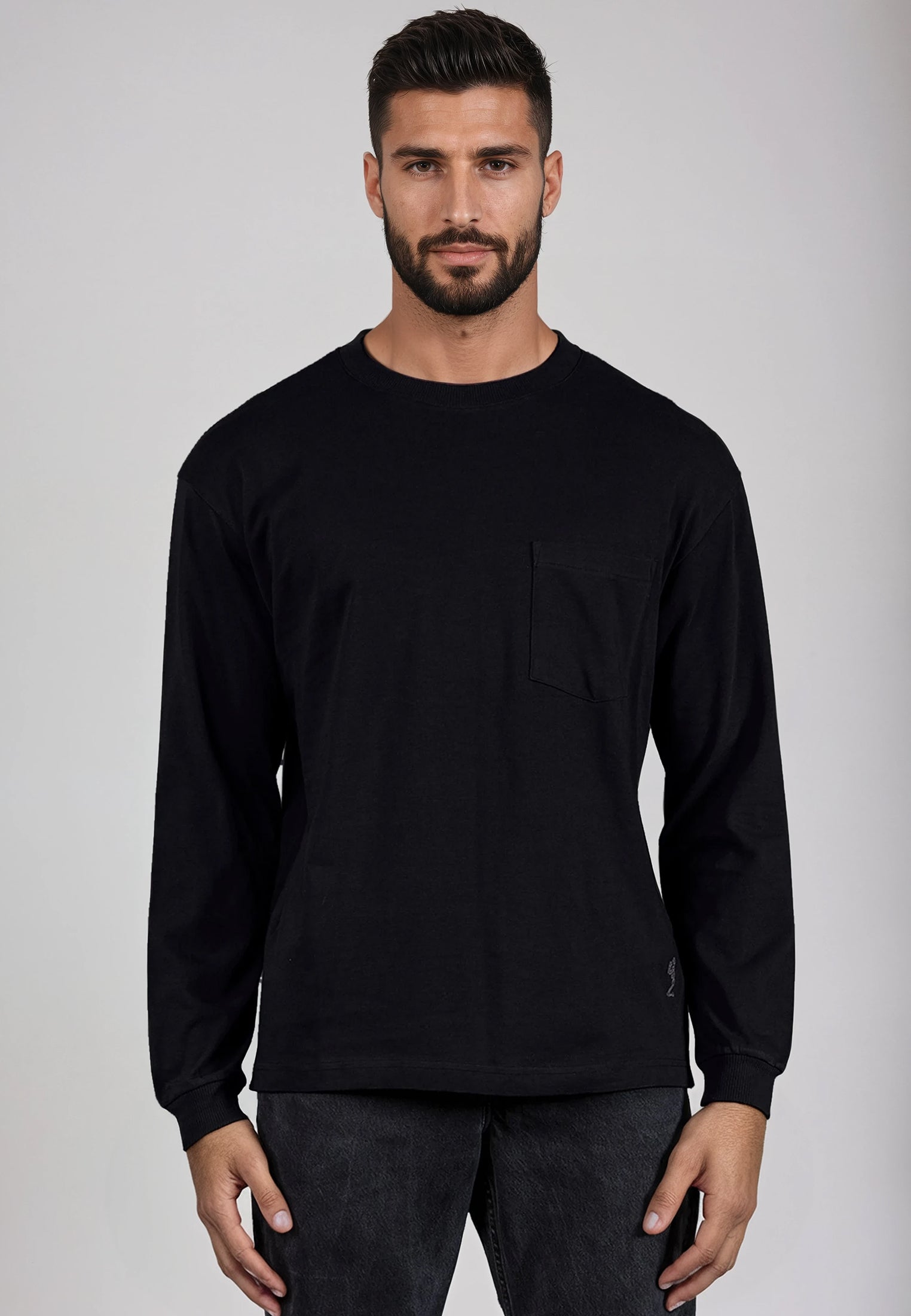HEAVYWEIGHT LS POCKET T-SHIRT JET BLACK