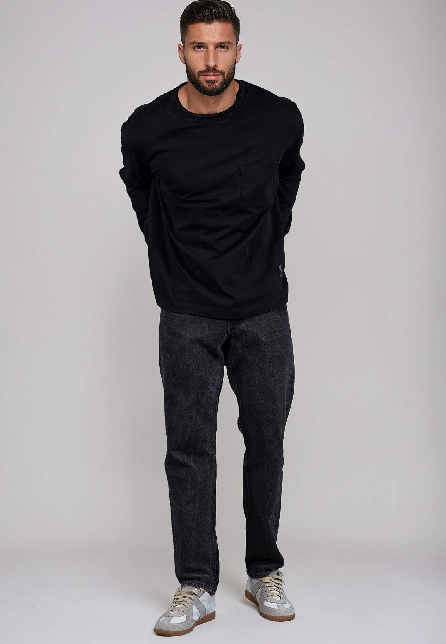 HEAVYWEIGHT LS POCKET T-SHIRT JET BLACK