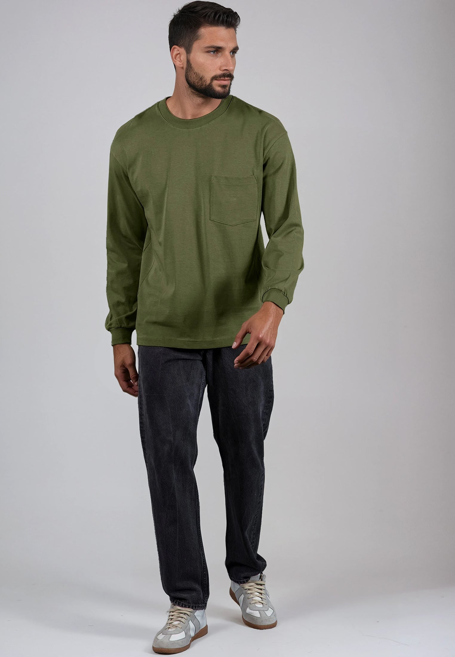 HEAVYWEIGHT LS POCKET T-SHIRT ARMY GREEN