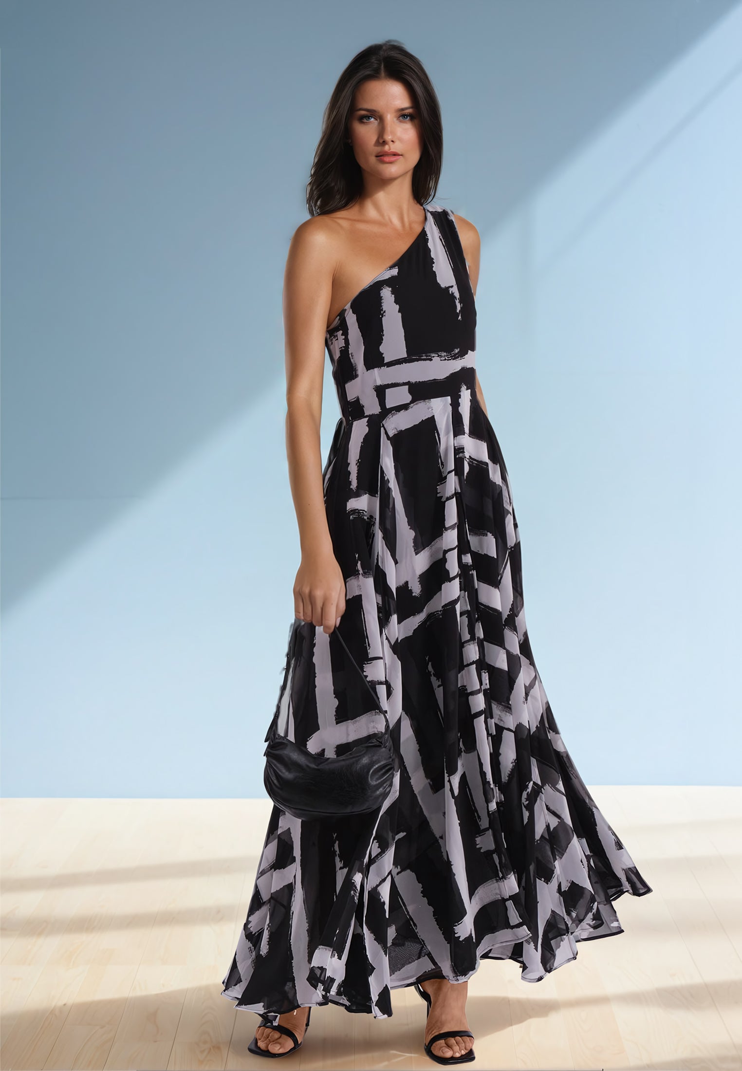 RELIGION Signature One Shoulder Printed Maxi Dress