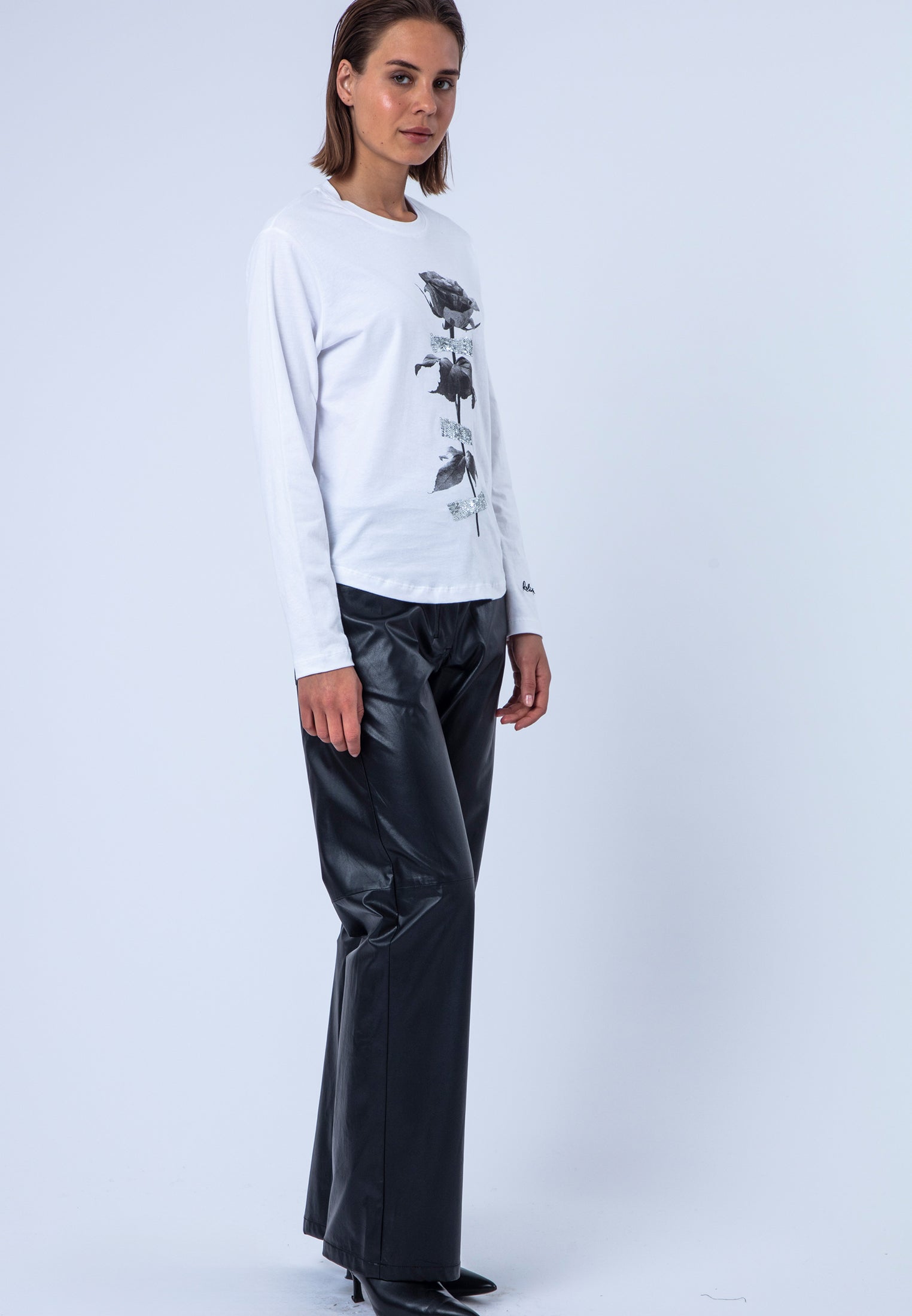 BIRD SKULL T-SHIRT ROSES WHITE