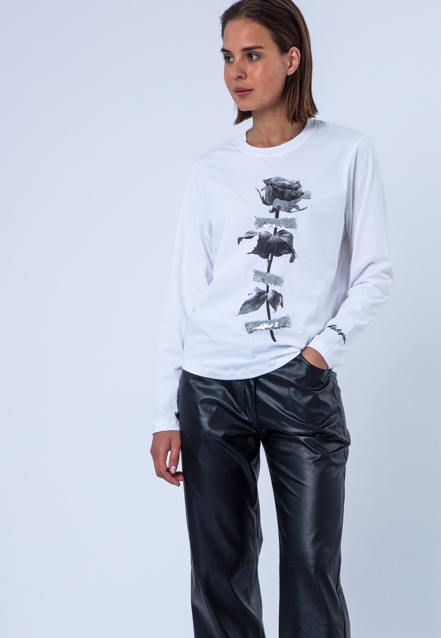 BIRD SKULL T-SHIRT ROSES WHITE