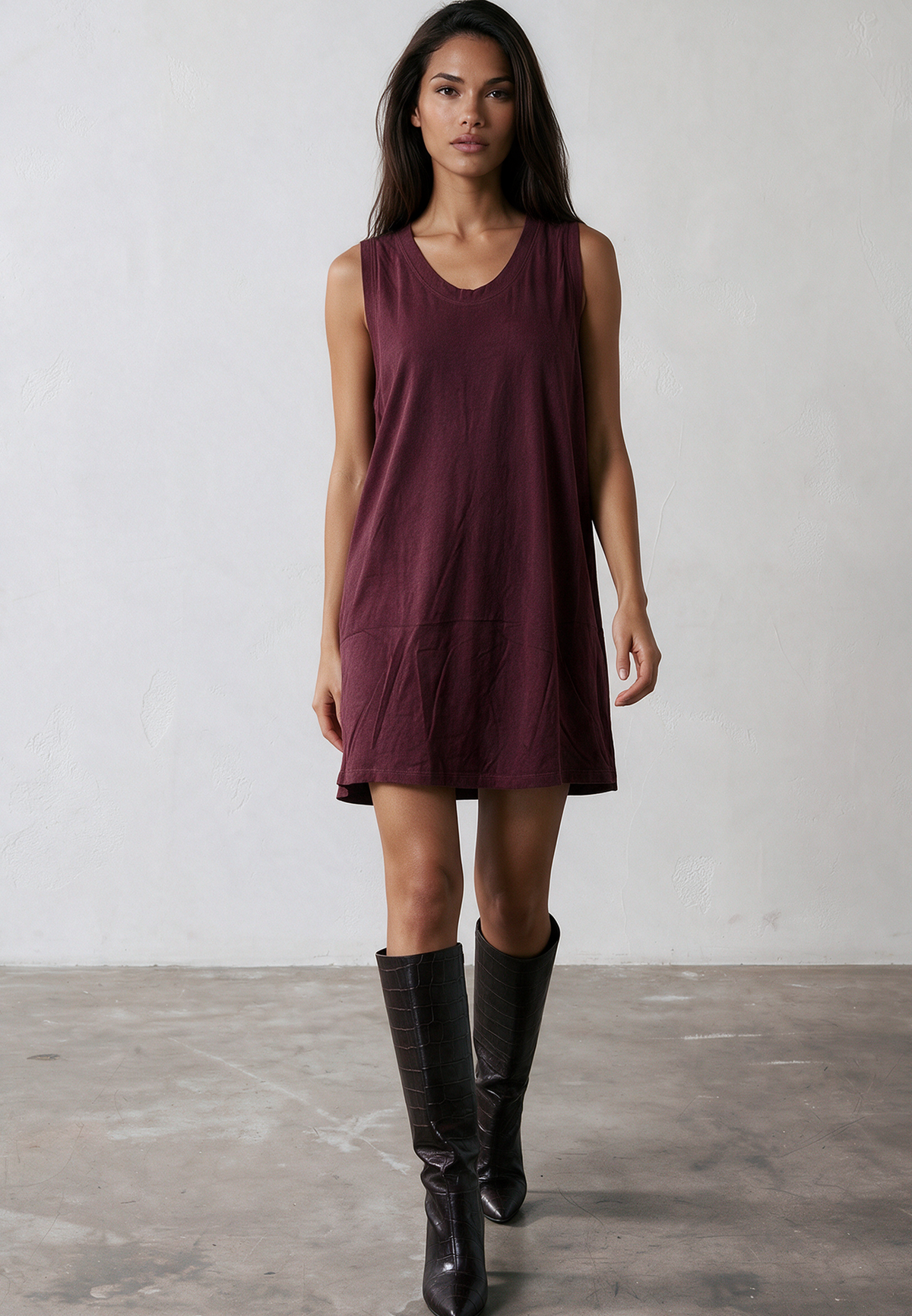 BAND DRESS BURGUNDY
