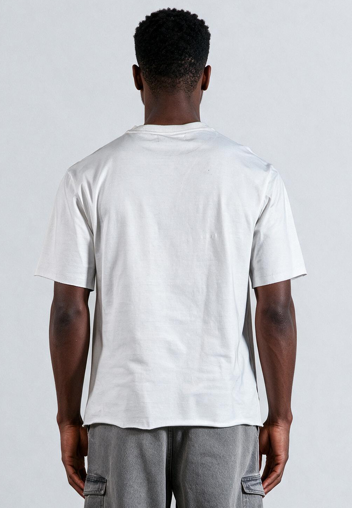 BLOCK PRINT T-SHIRT WASHED BLACK & OFF WHITE