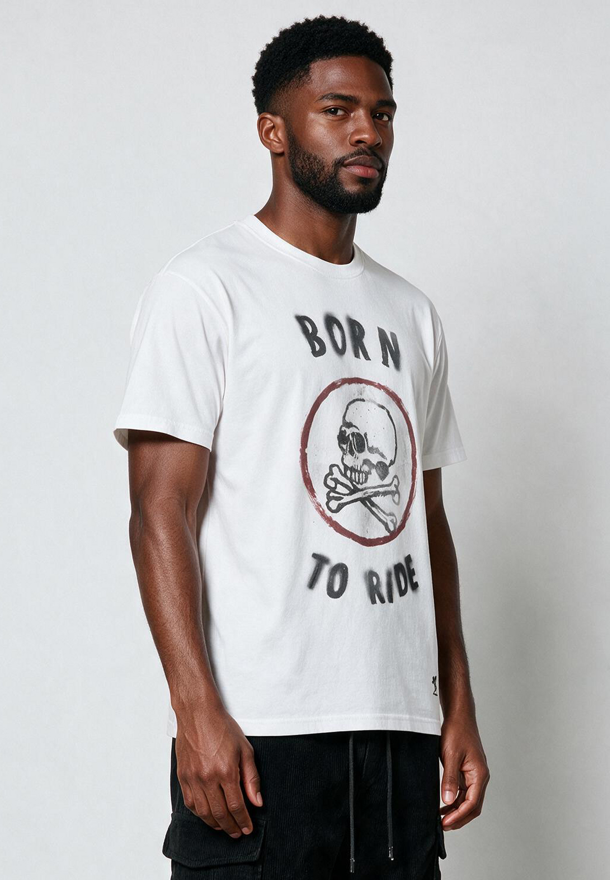 BORN TO RIDE T-SHIRT WHITE