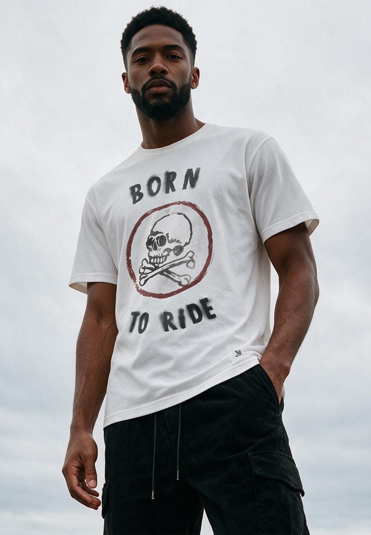 BORN TO RIDE T-SHIRT WHITE