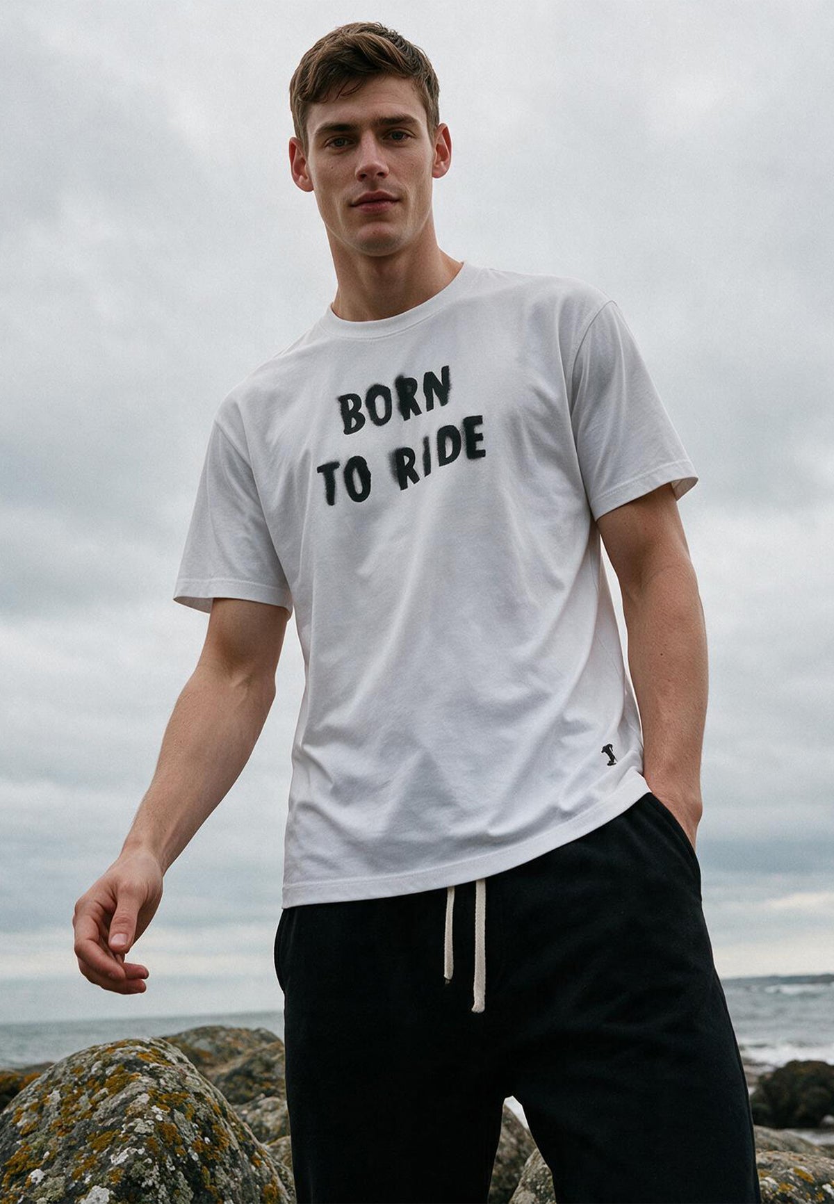 BORN TO RIDE T-SHIRT WHITE