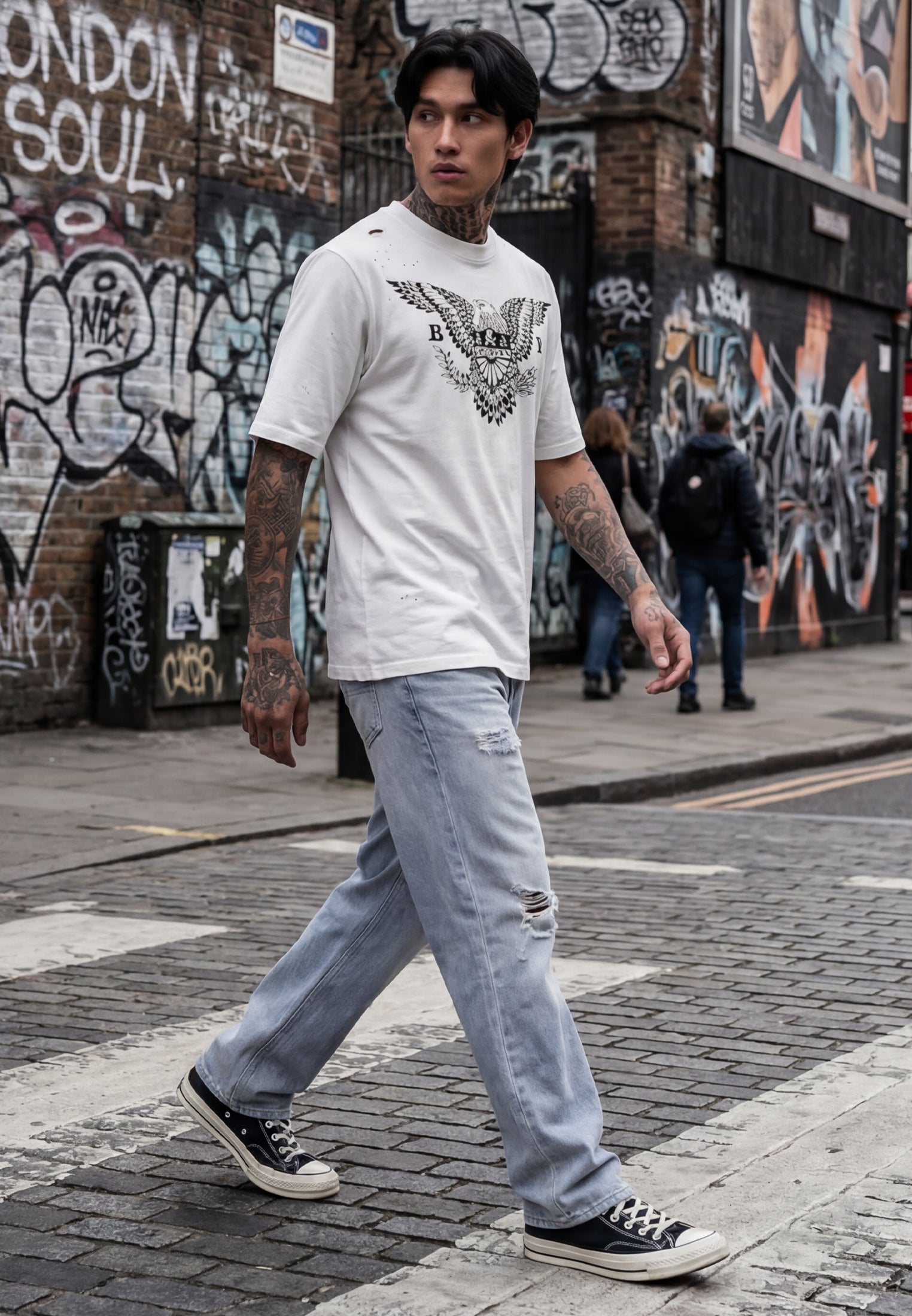 DISTRESSED EAGLE T-SHIRT OFF WHITE