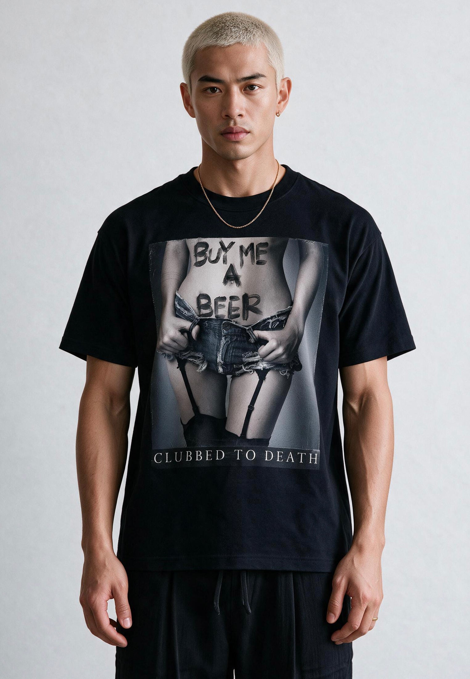 BUY ME BEER T-SHIRT JET BLACK