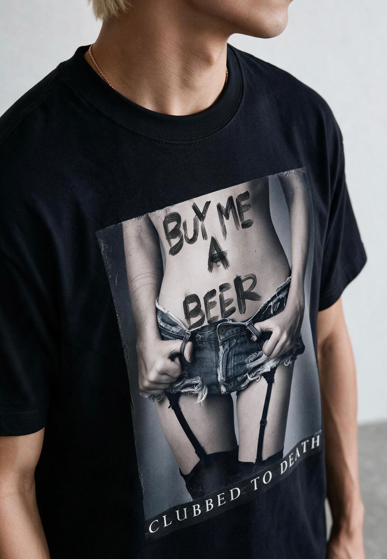 BUY ME BEER T-SHIRT JET BLACK