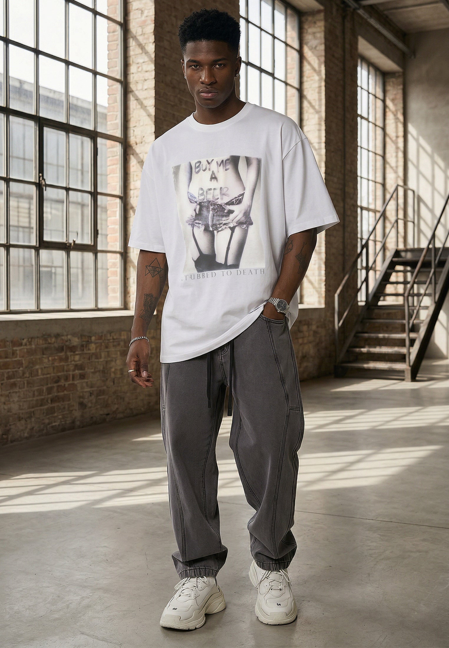 BUY ME BEER OVERSIZED T-SHIRT WHITE