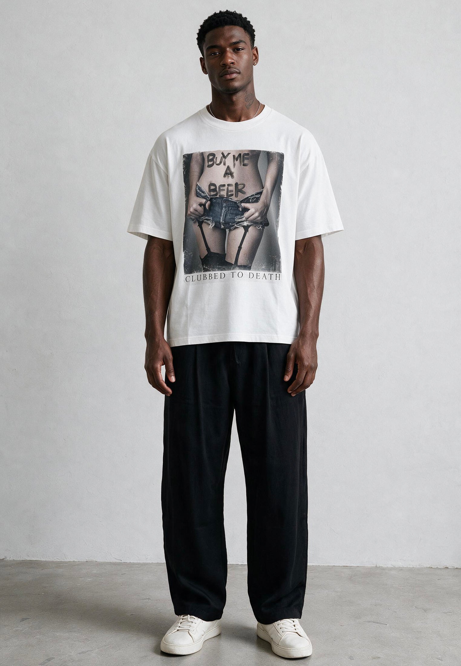 BUY ME BEER OVERSIZED T-SHIRT WHITE