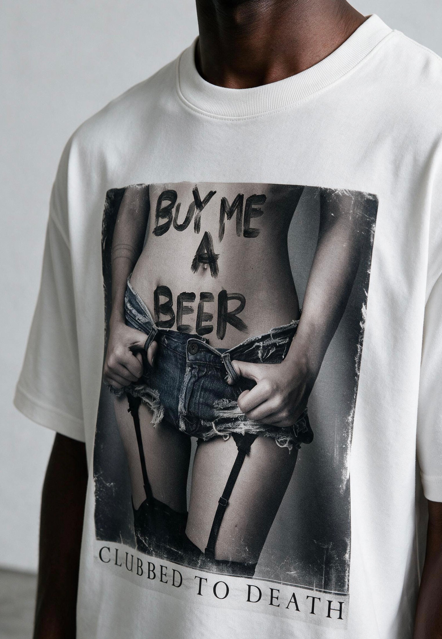 BUY ME BEER OVERSIZED T-SHIRT WHITE