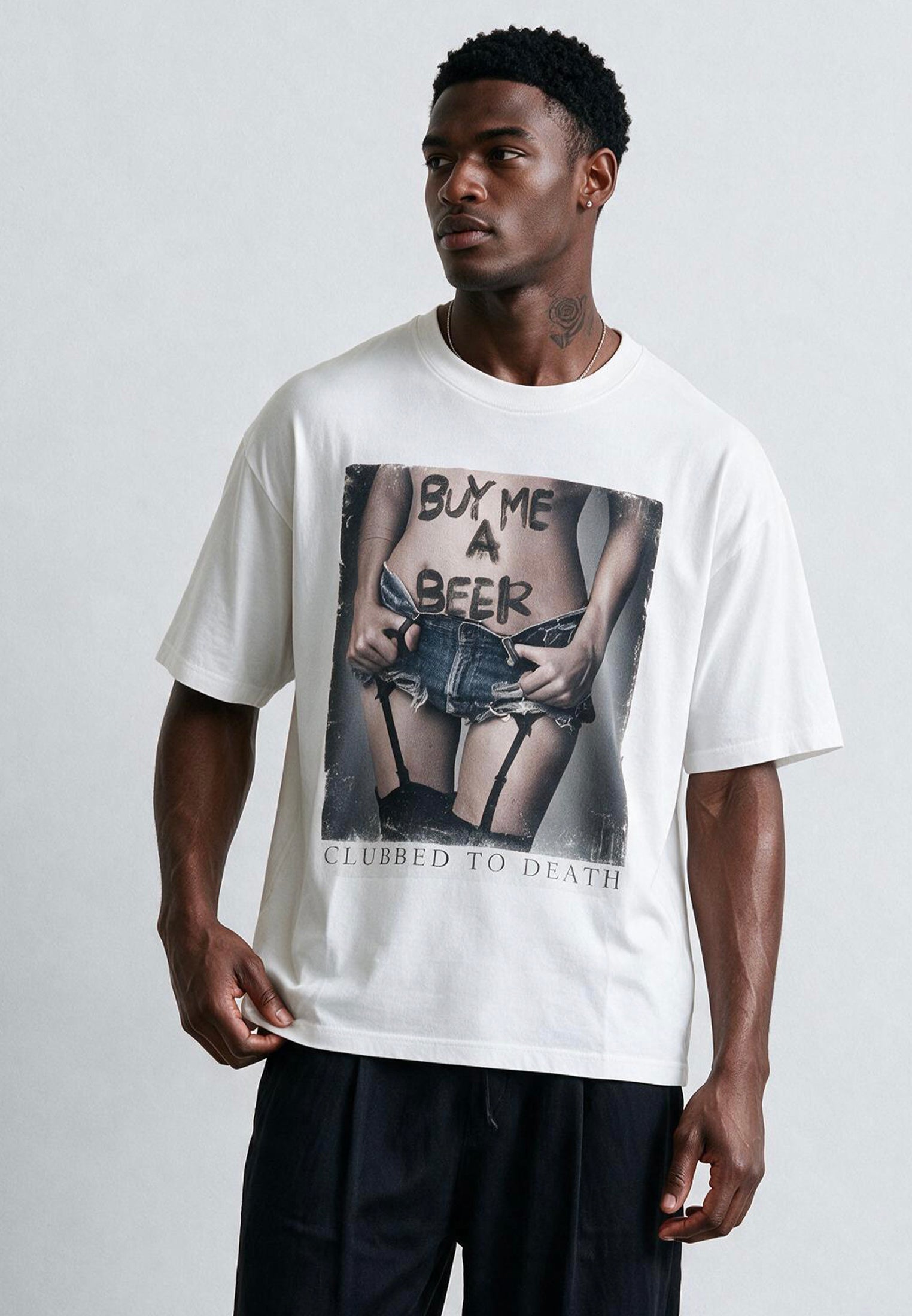 BUY ME BEER OVERSIZED T-SHIRT WHITE