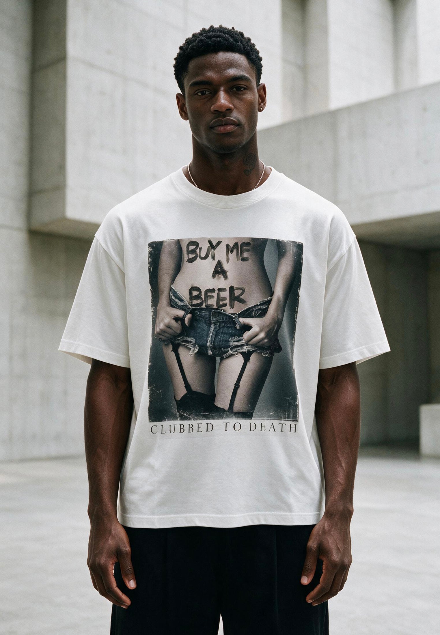 BUY ME BEER OVERSIZED T-SHIRT WHITE