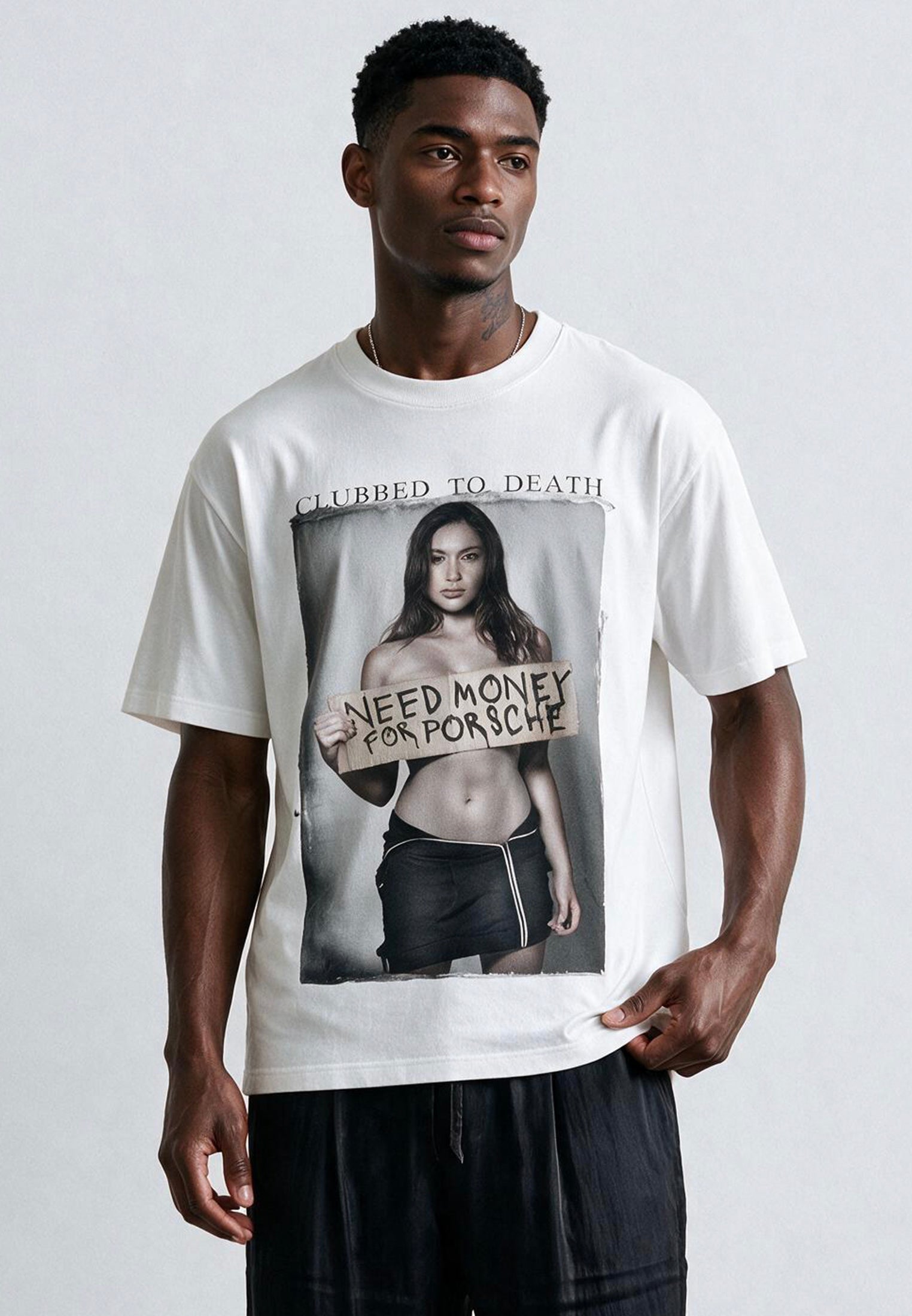 NEED MONEY OVERSIZED T-SHIRT WHITE