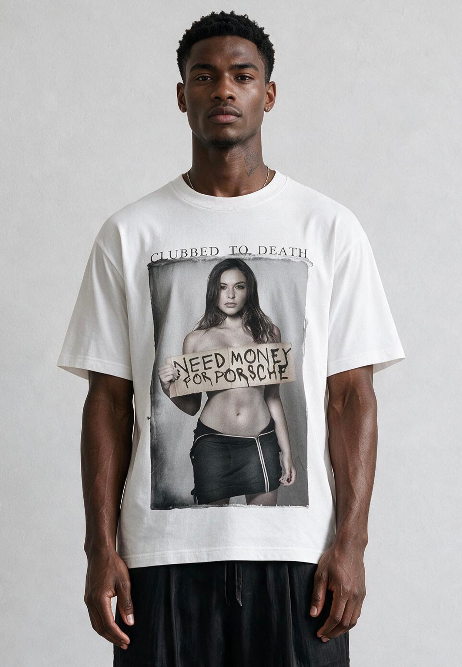 NEED MONEY OVERSIZED T-SHIRT WHITE
