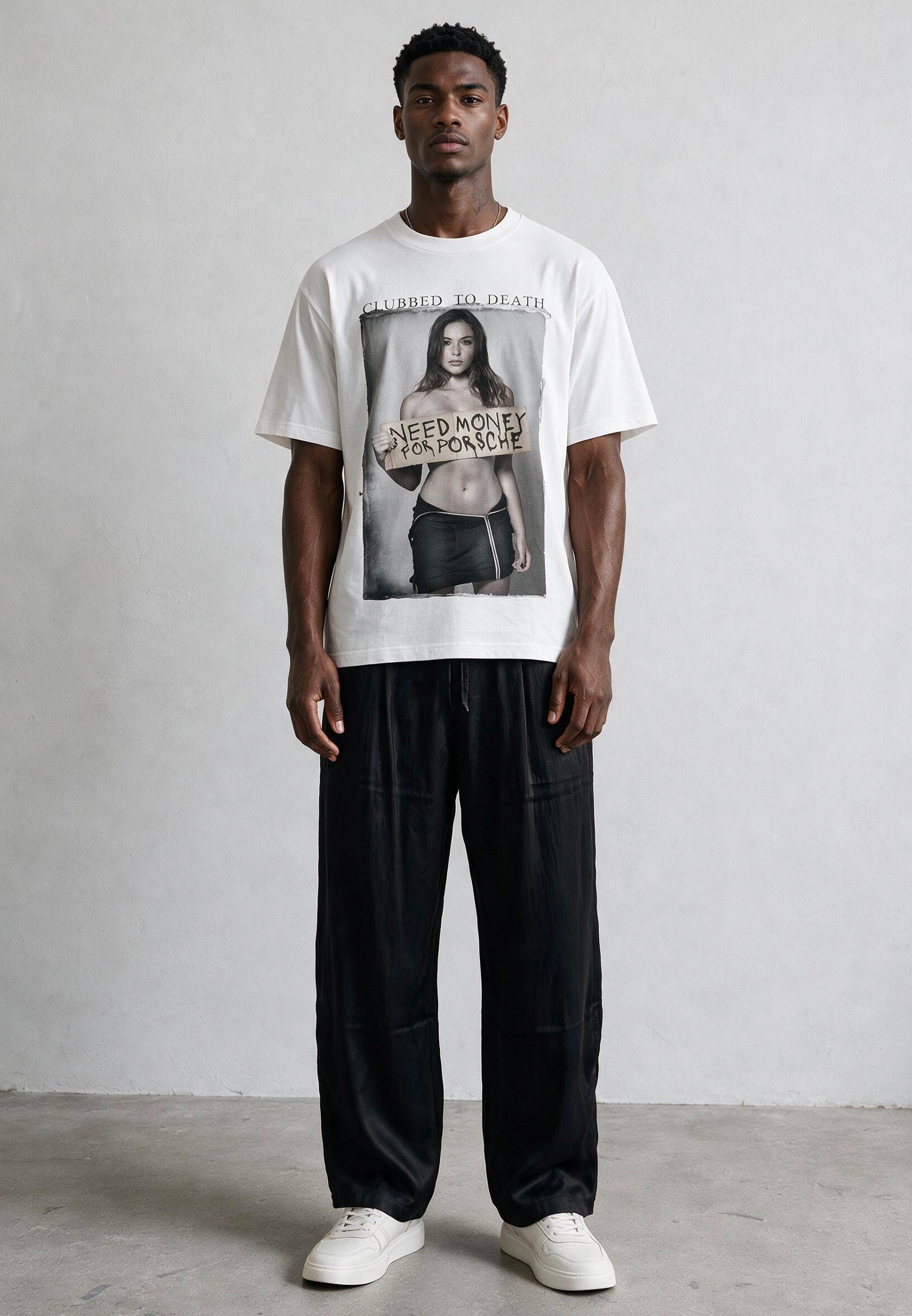 NEED MONEY OVERSIZED T-SHIRT WHITE