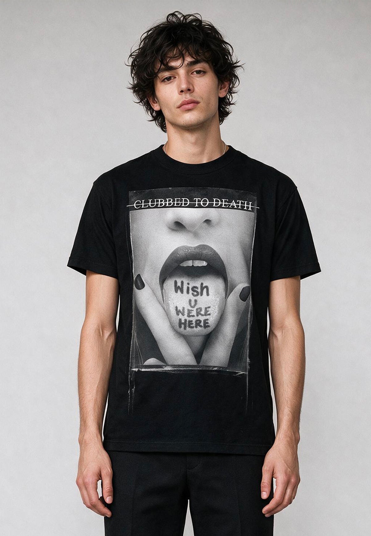 WISH YOU WERE HERE T-SHIRT JET BLACK