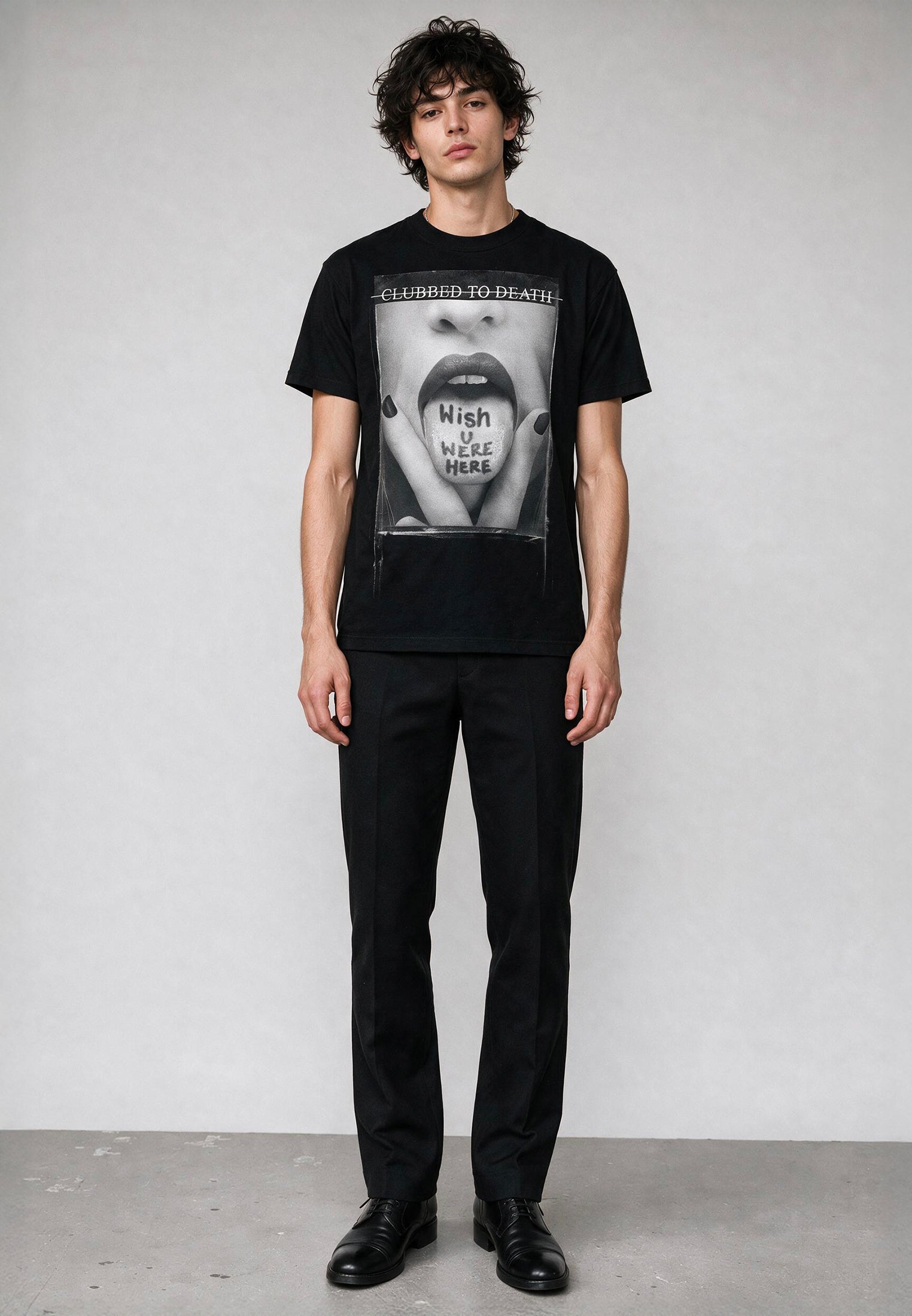 WISH YOU WERE HERE T-SHIRT JET BLACK