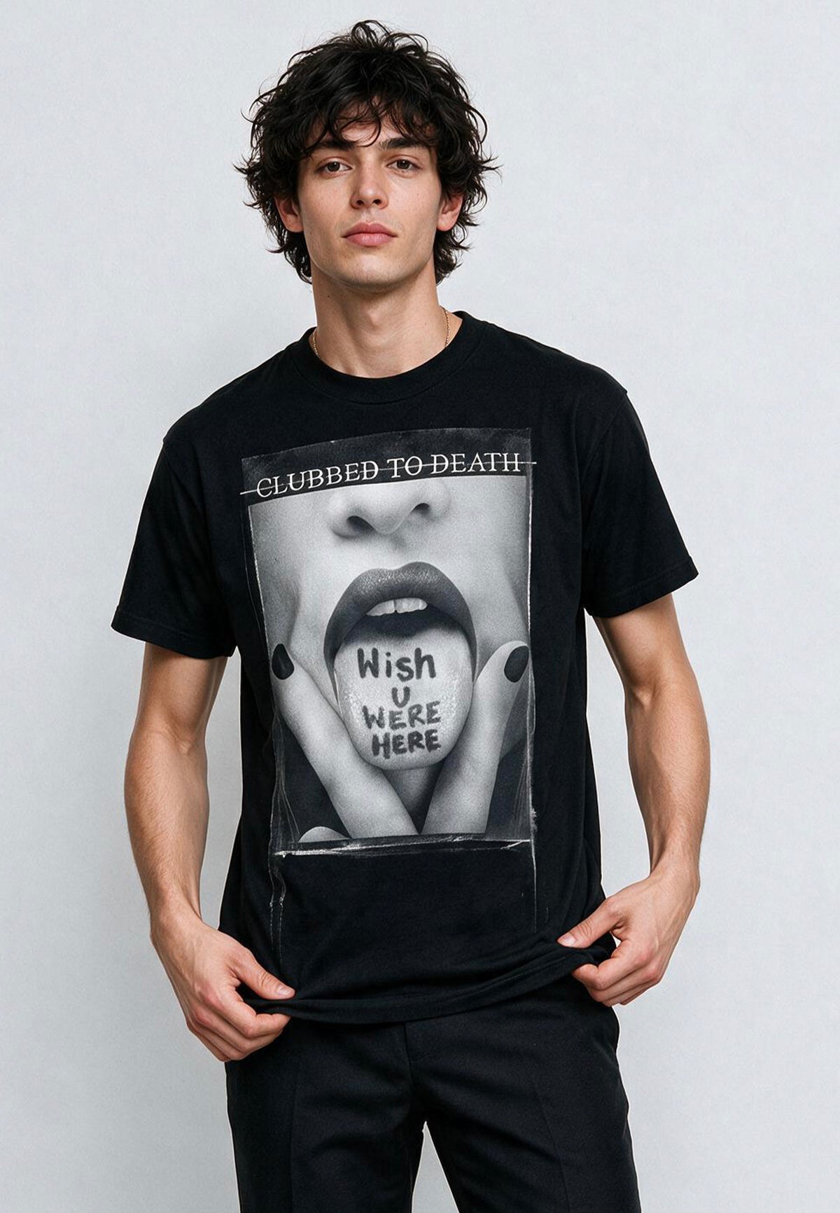 WISH YOU WERE HERE T-SHIRT JET BLACK