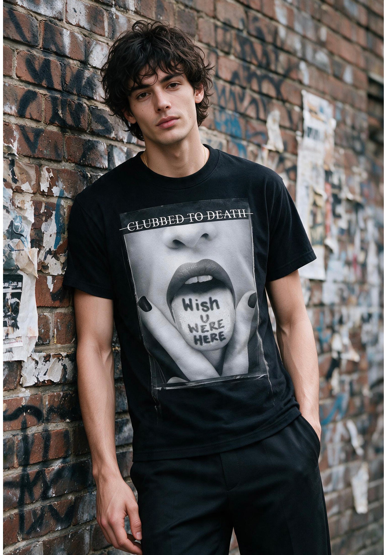 WISH YOU WERE HERE T-SHIRT JET BLACK