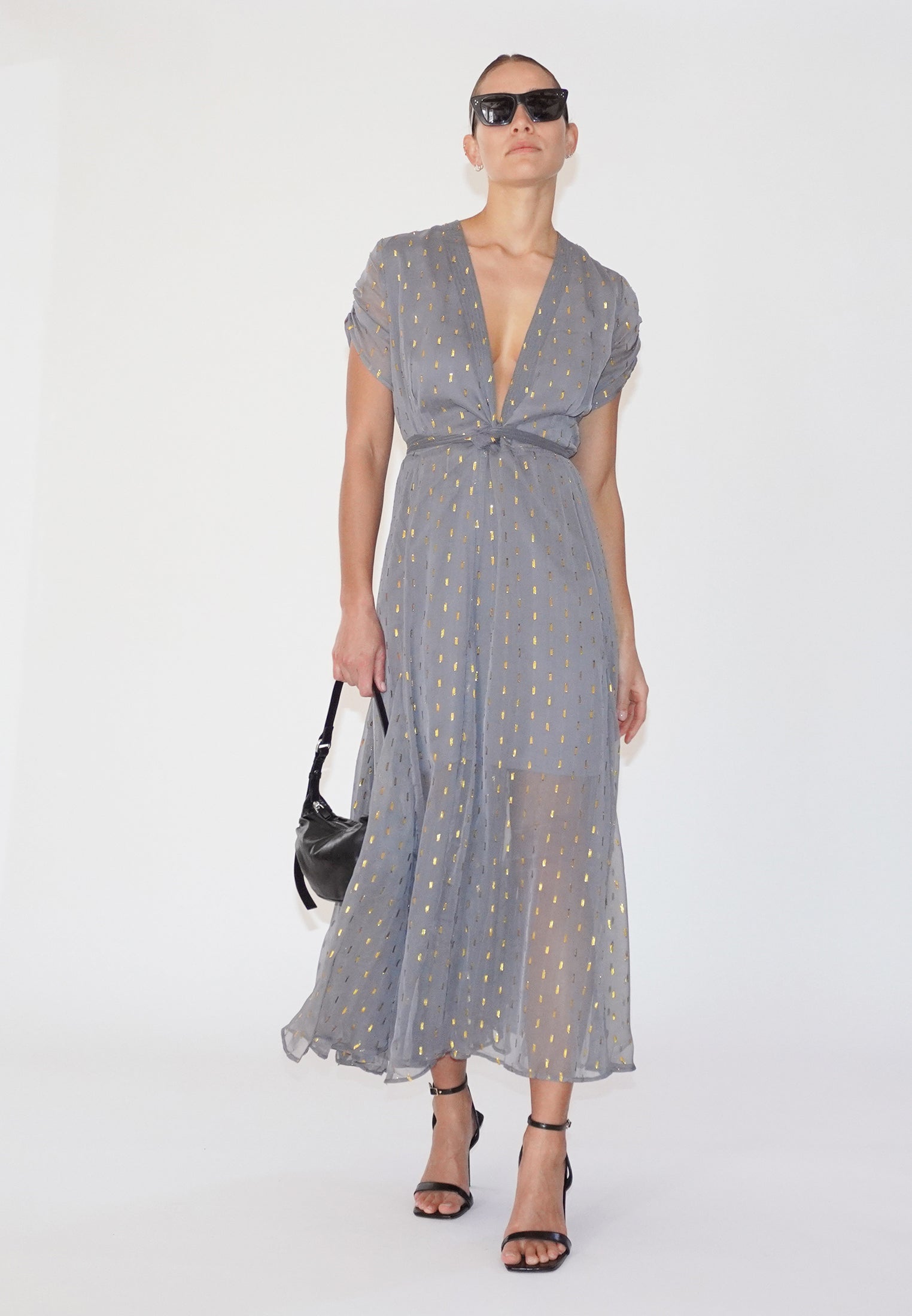 CELESTIAL MAXI DRESS GUN METAL