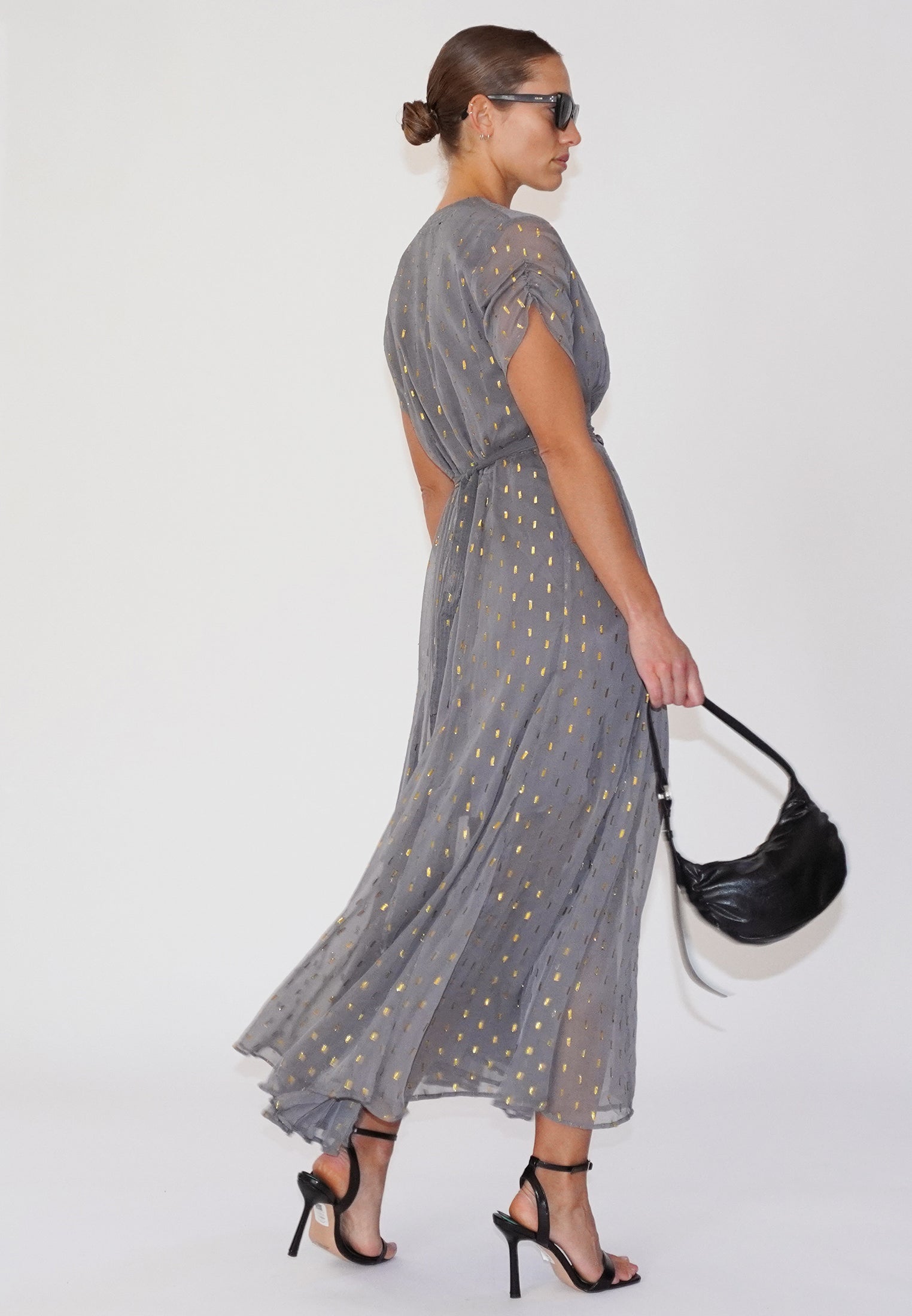 CELESTIAL MAXI DRESS GUN METAL