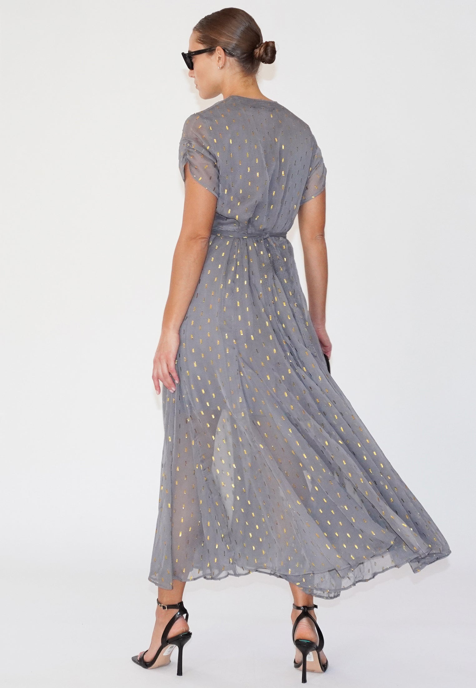 CELESTIAL MAXI DRESS GUN METAL