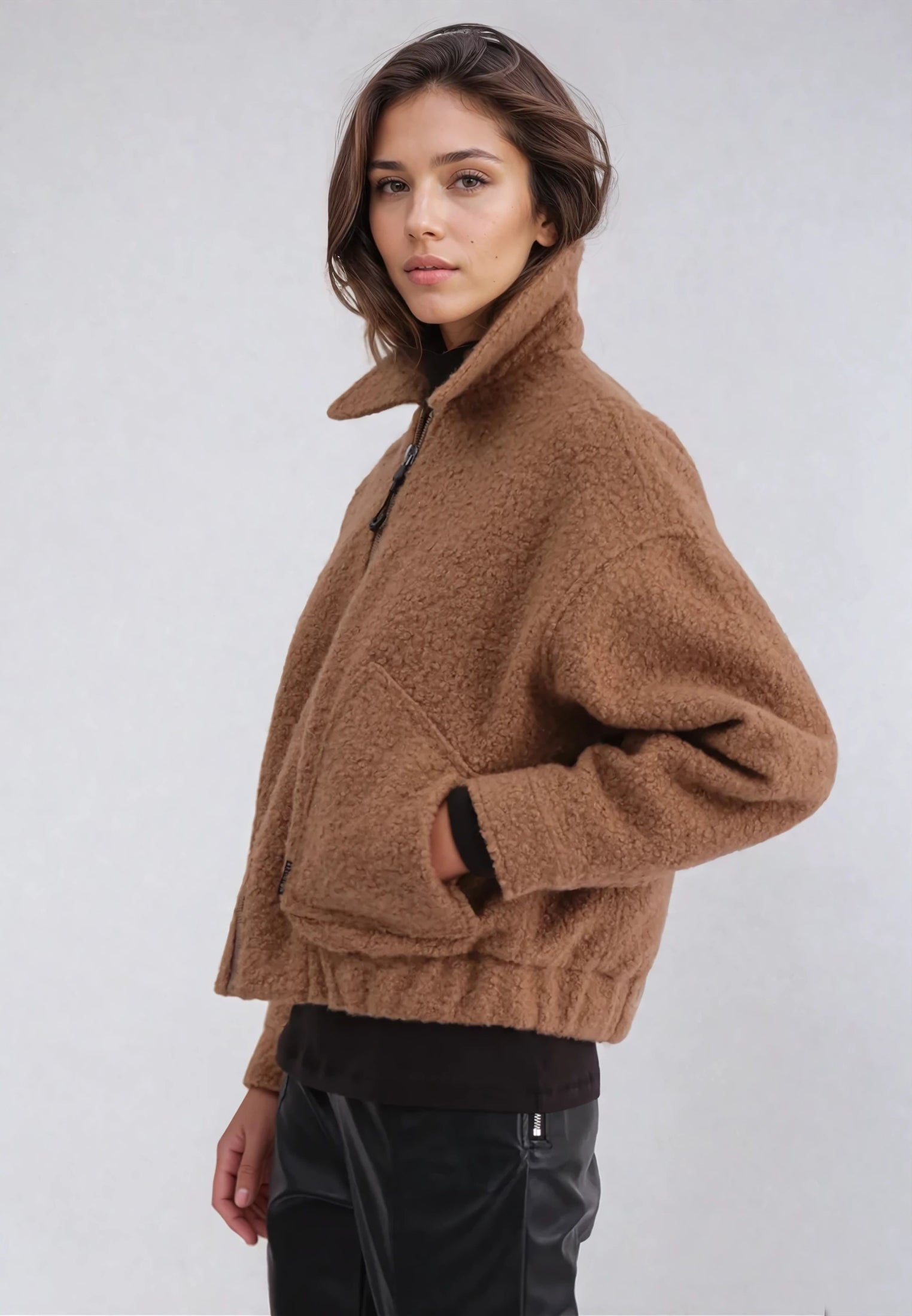 DREAMER WOOL MIX BOMBER JACKET CAMEL