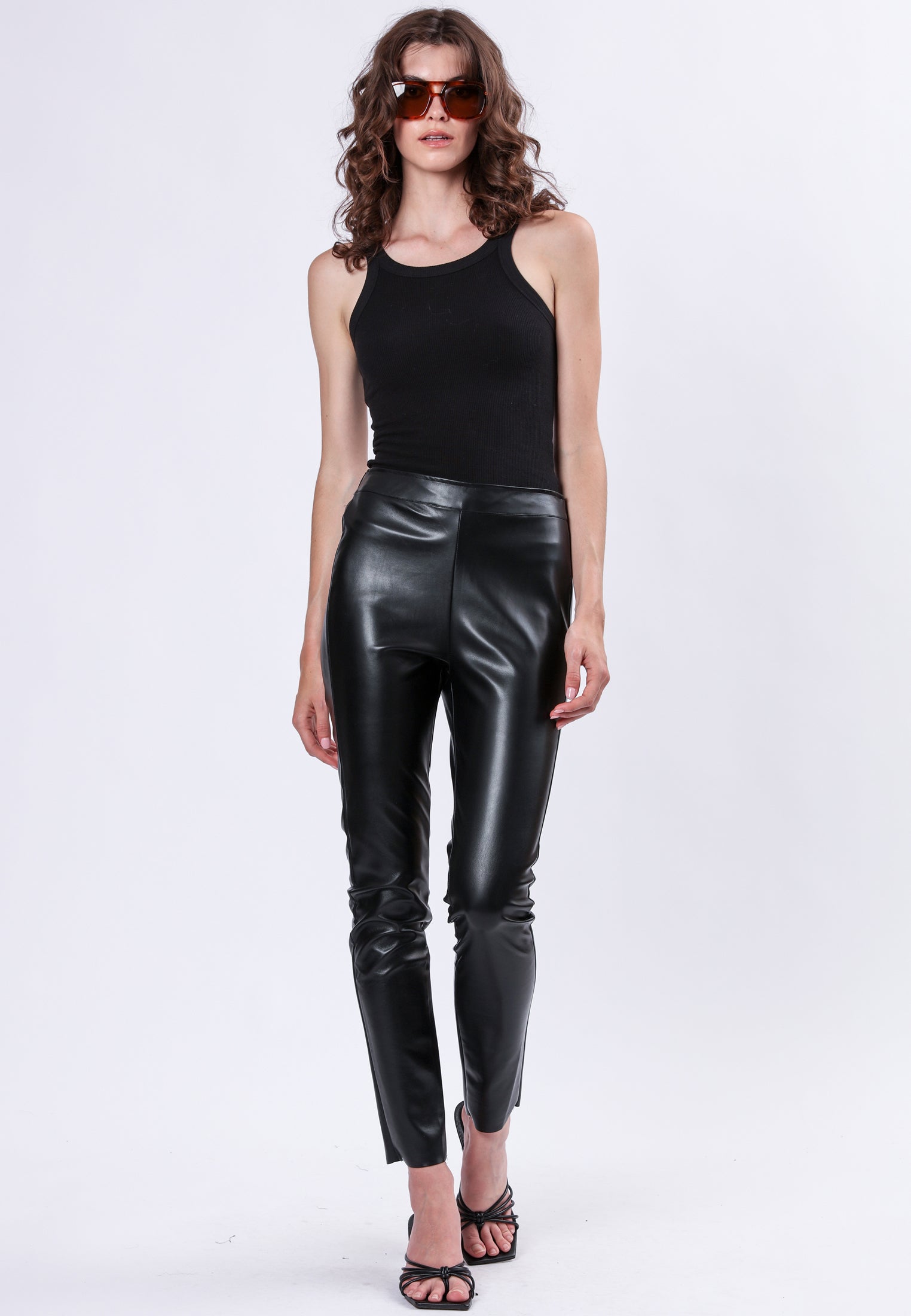 FINAL BLACK LEATHER LOOK LEGGINGS