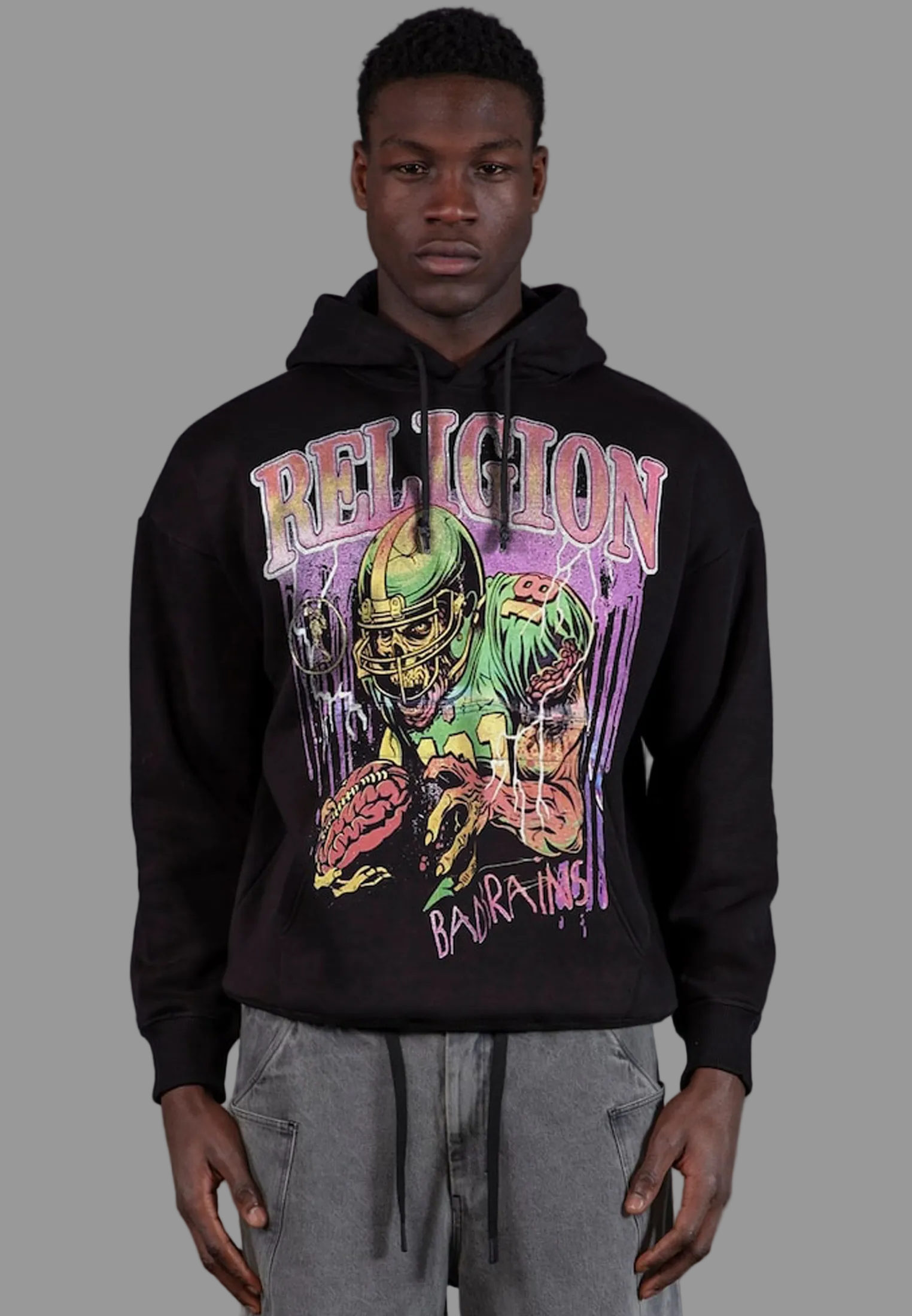 RELIGION FOOTBALL HOODY BLACK