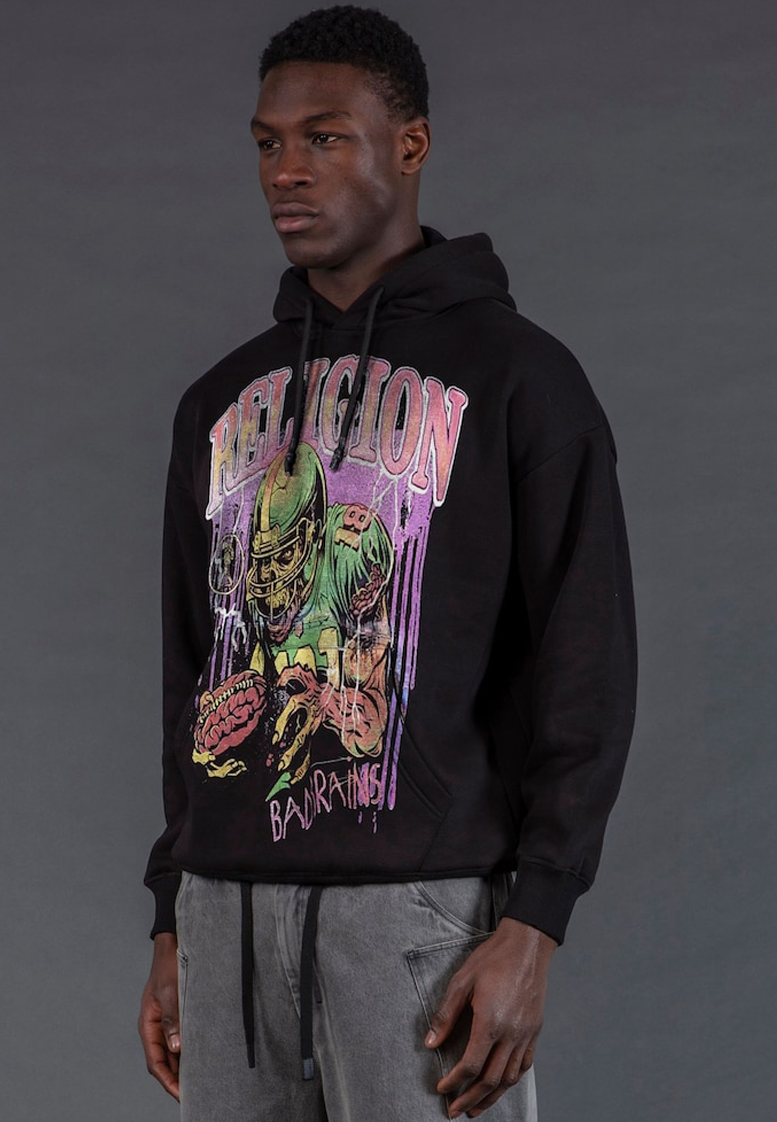 RELIGION FOOTBALL HOODY BLACK