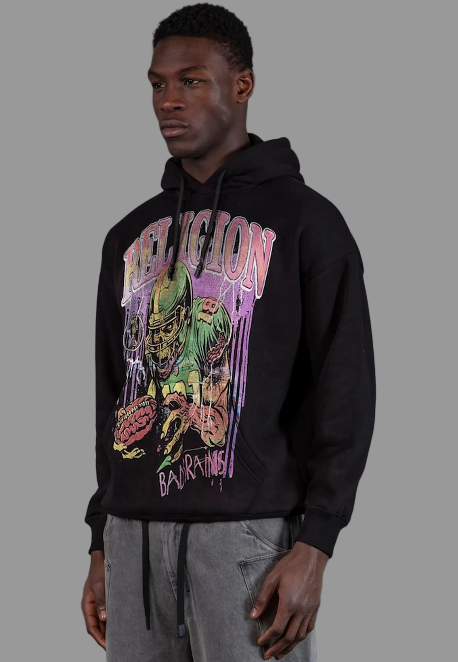 RELIGION FOOTBALL HOODY BLACK